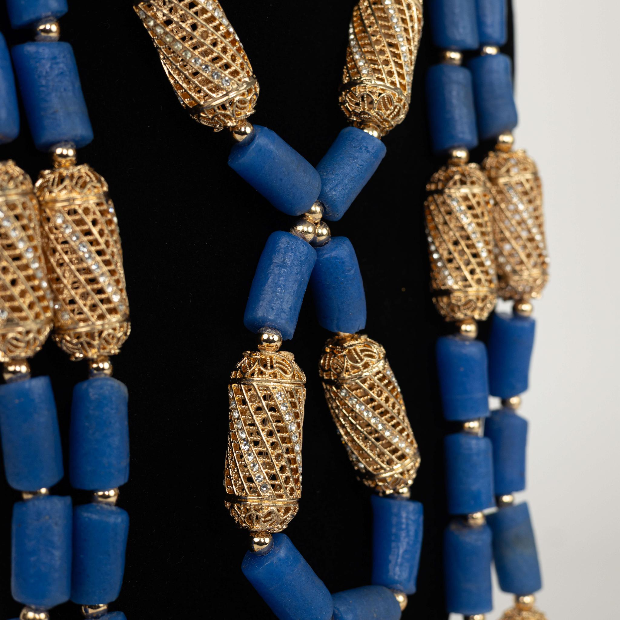 Royal Blue Segi - Three Layers Bead Jewelry Set