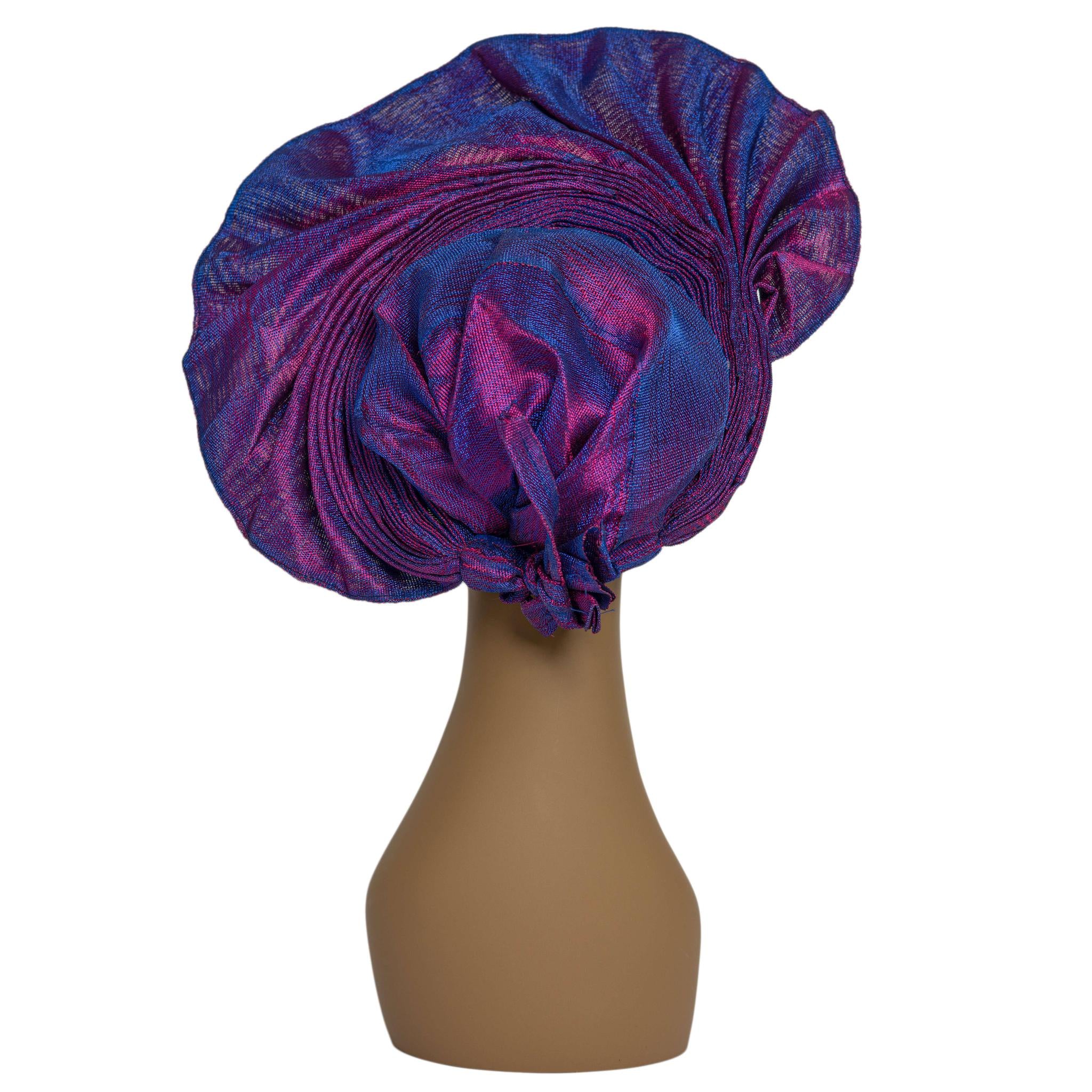 Blue & Pink Aso Oke Auto Gele