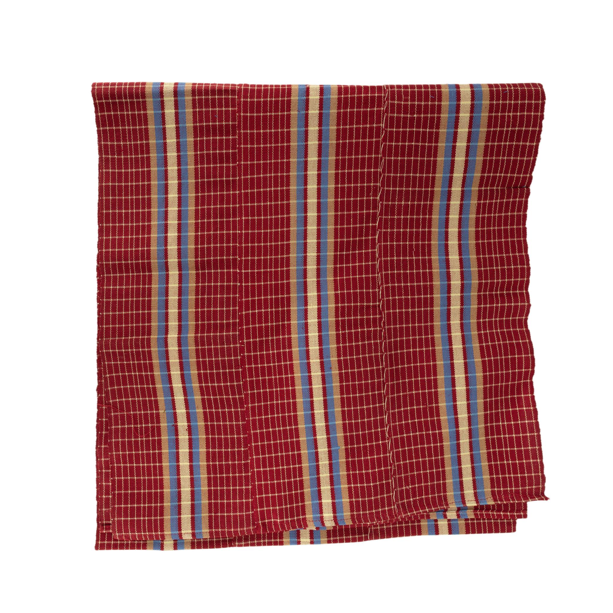 Aso Oke Gele - Head tie - Red, Gold & Blue (Cotton)