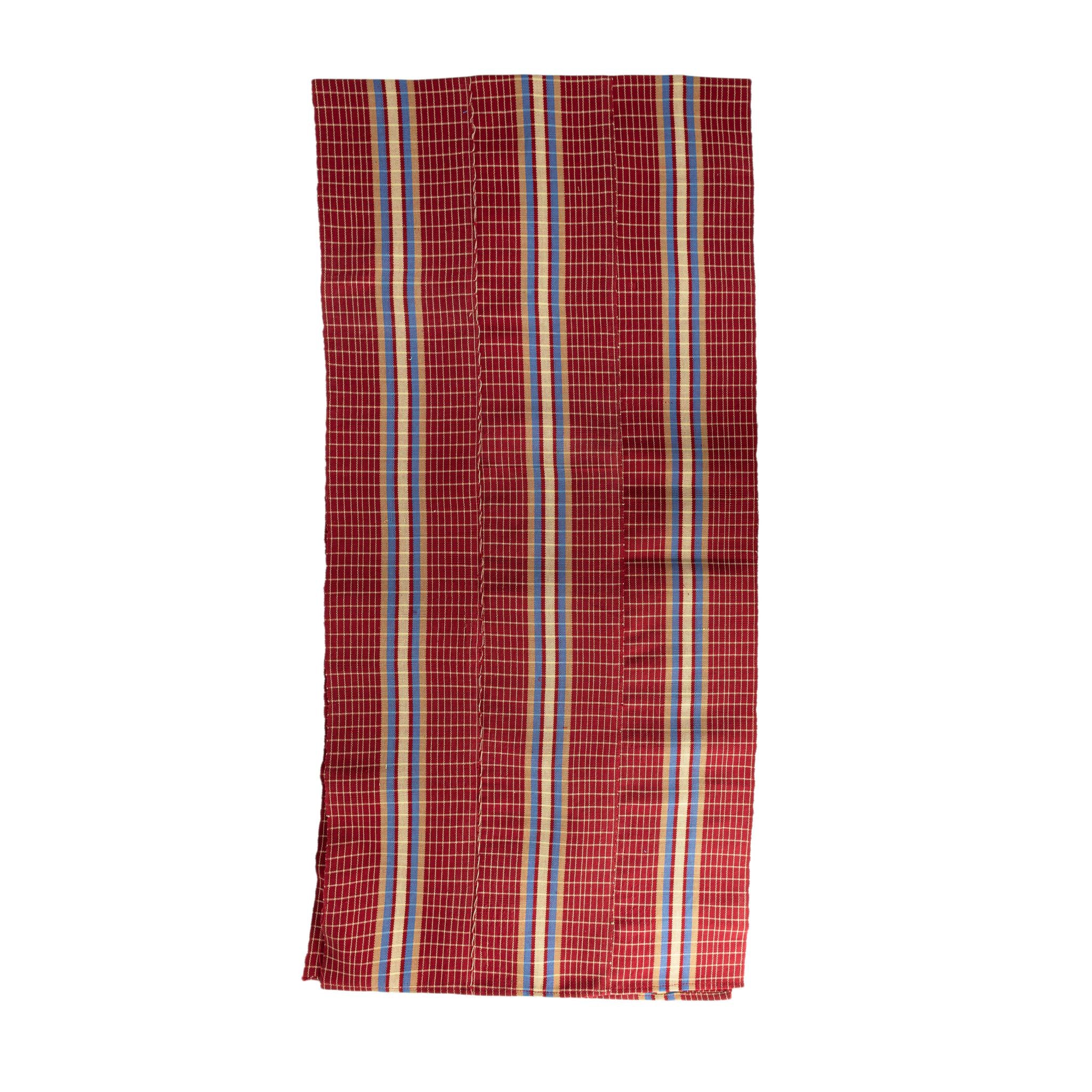 Aso Oke Gele - Head tie - Red, Gold & Blue (Cotton)