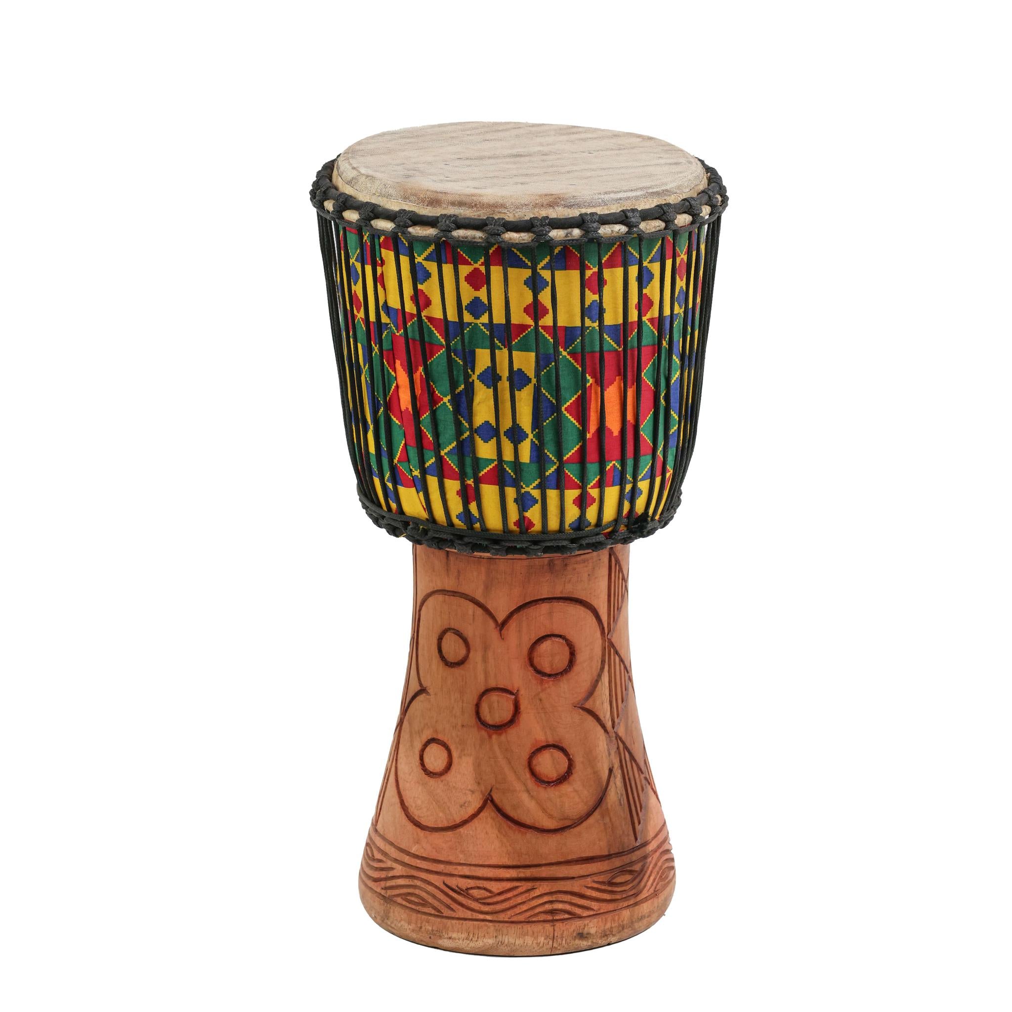 Kente Eban Wood Carving - Djembe Drum - Small
