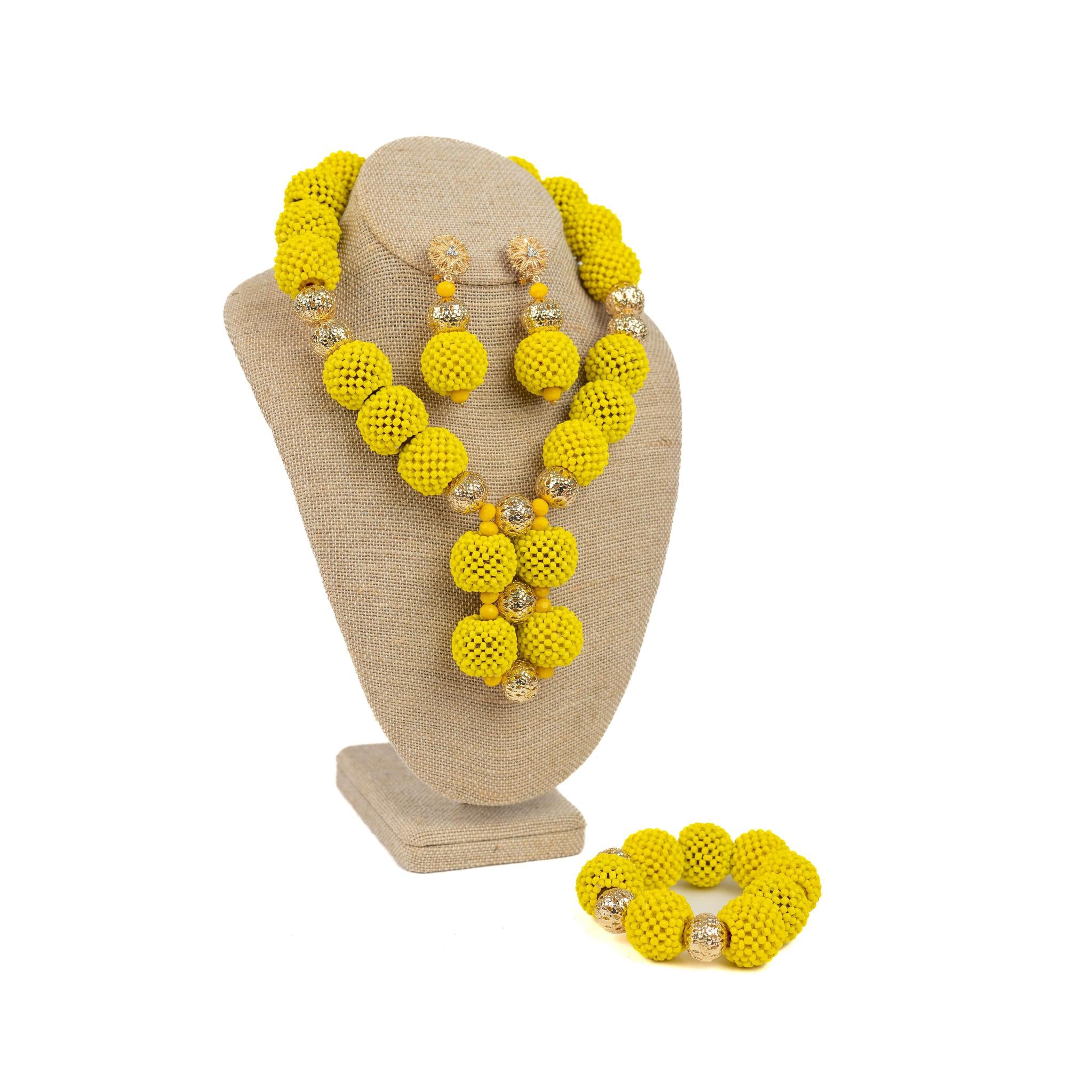 Yellow Sand Bead Jewelry Set