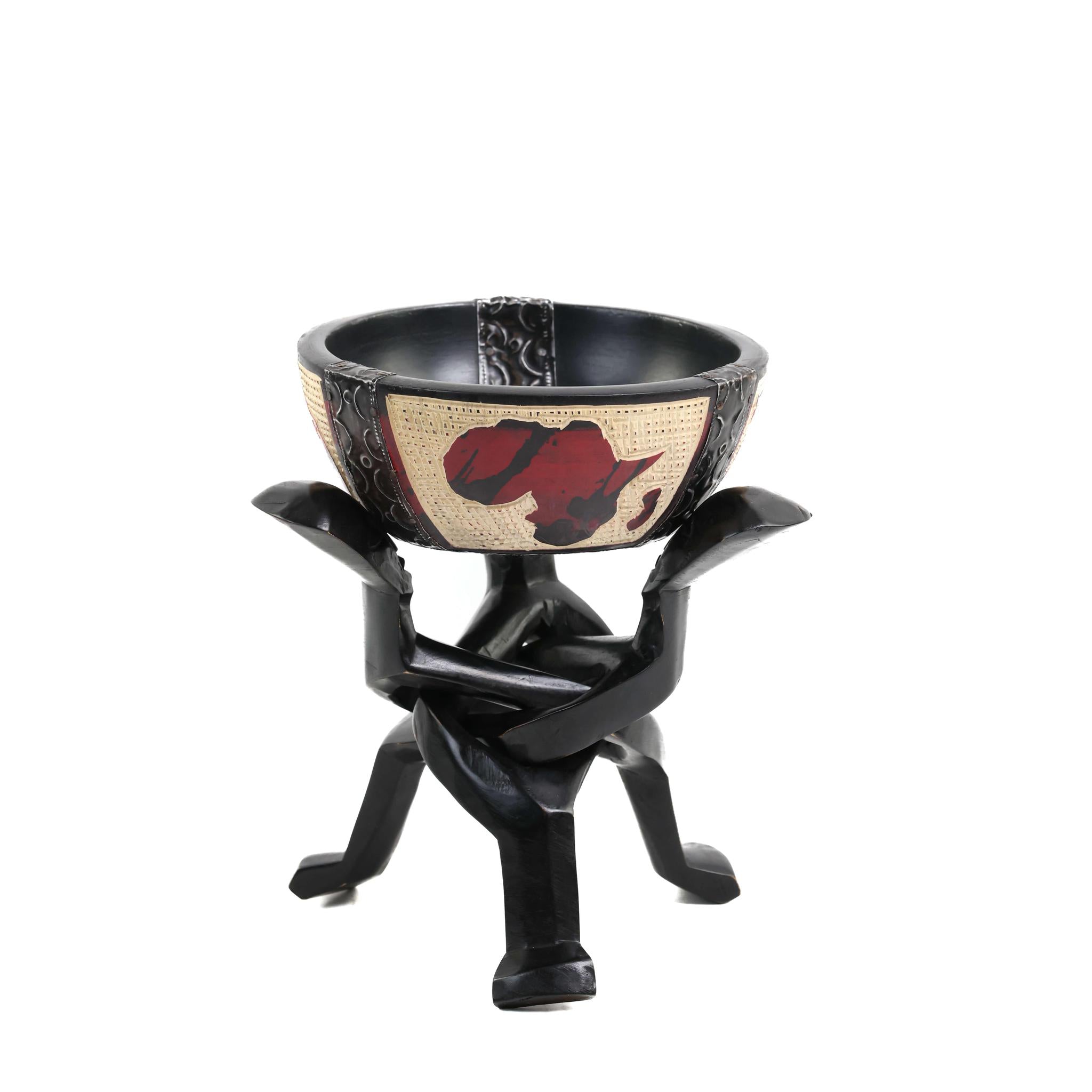 Red Map of Africa & Elephant Carved Unity Bowl