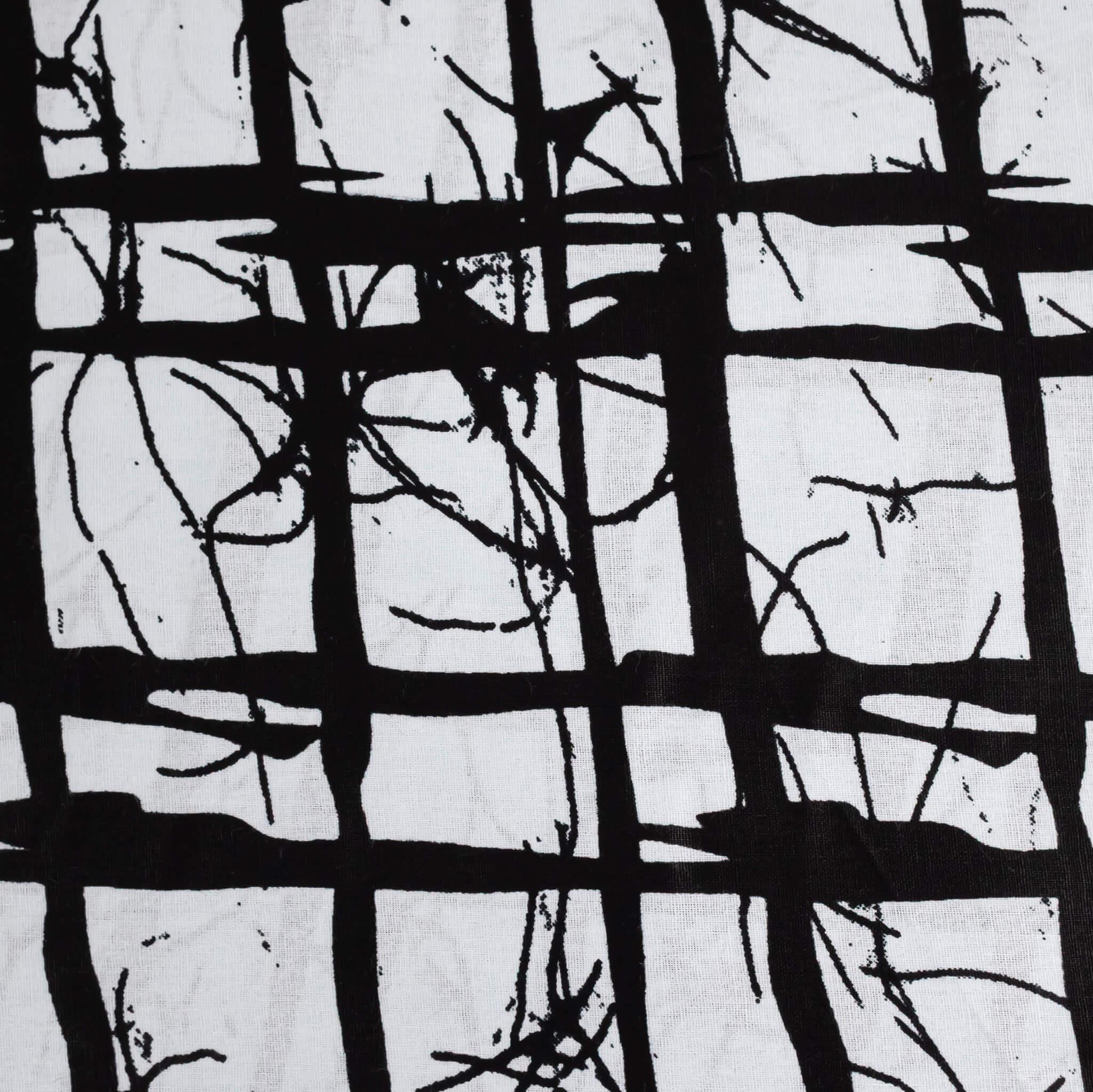 "Modern Monochrome Grid" White & Black (Ankara) – 6 Yards