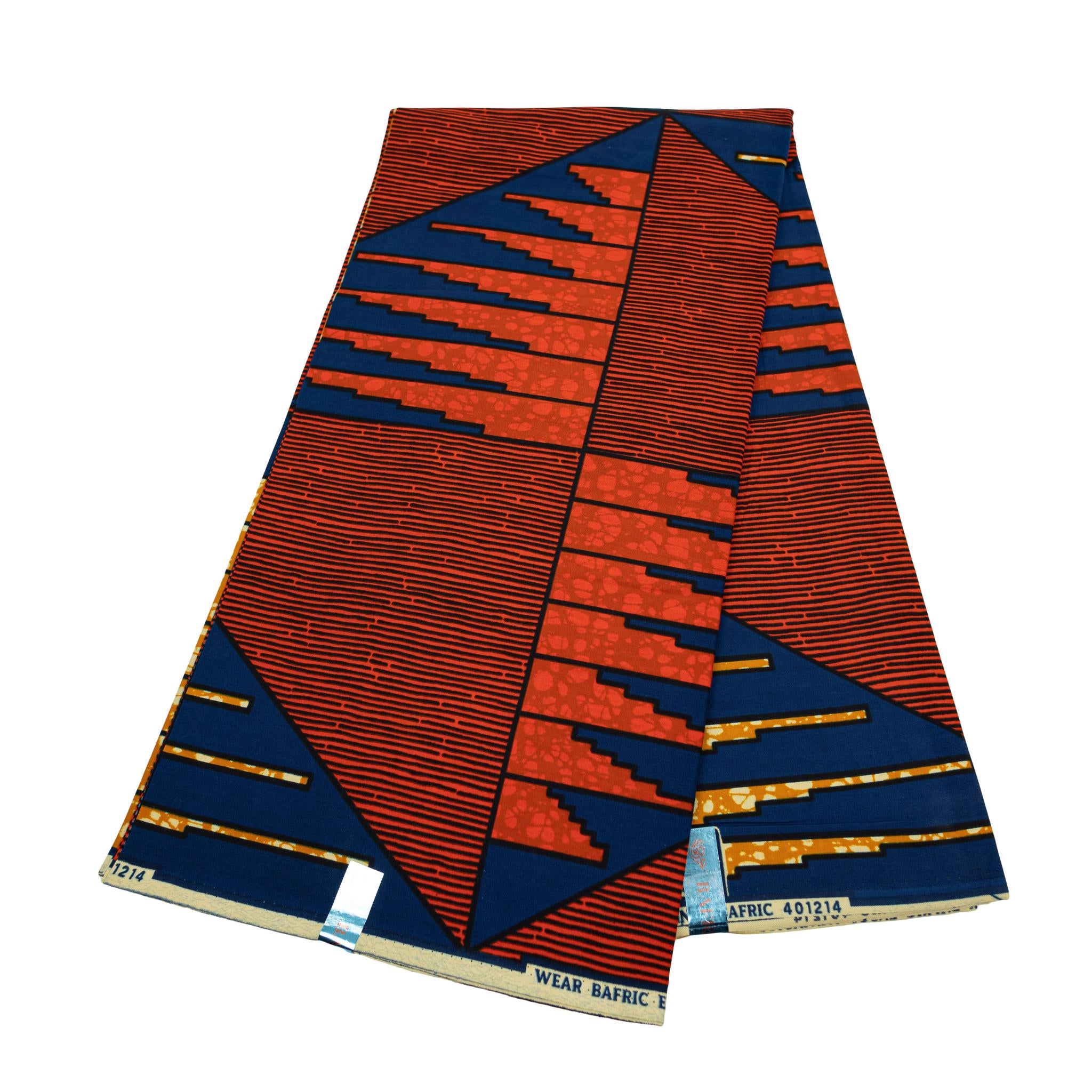 Blue, Red, Gold & Black Wax Pint Fabric - 6 Yards