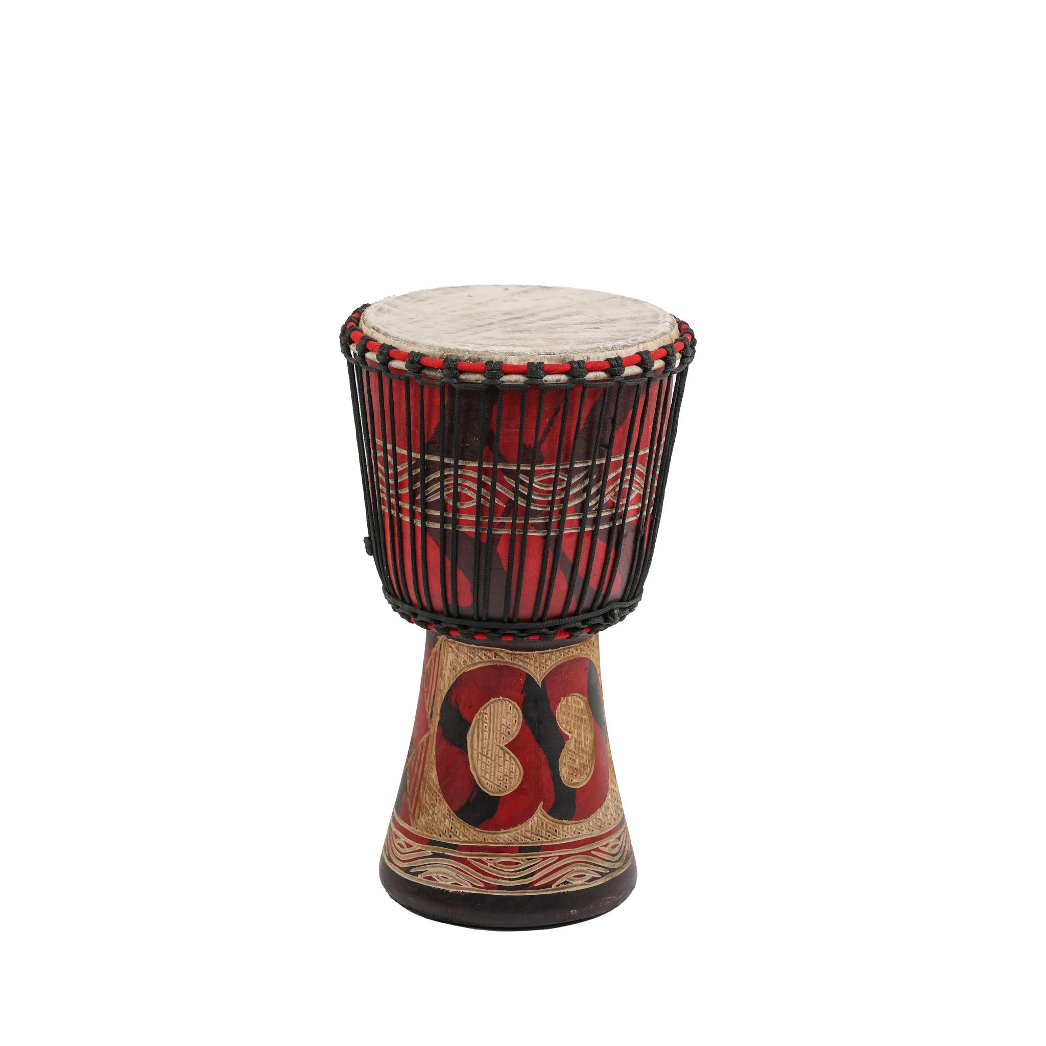 Nyame Biribi Wo Soro Wood Carving - Djembe Drum - Small