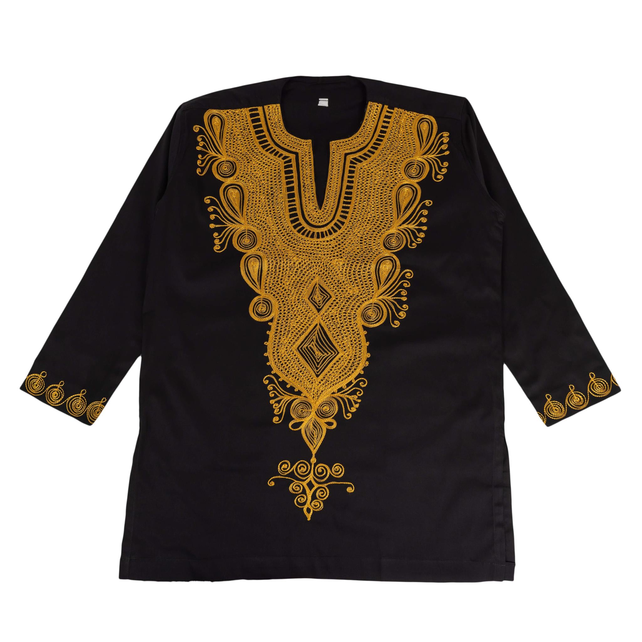Black & Gold Embroidered African Dashiki Top