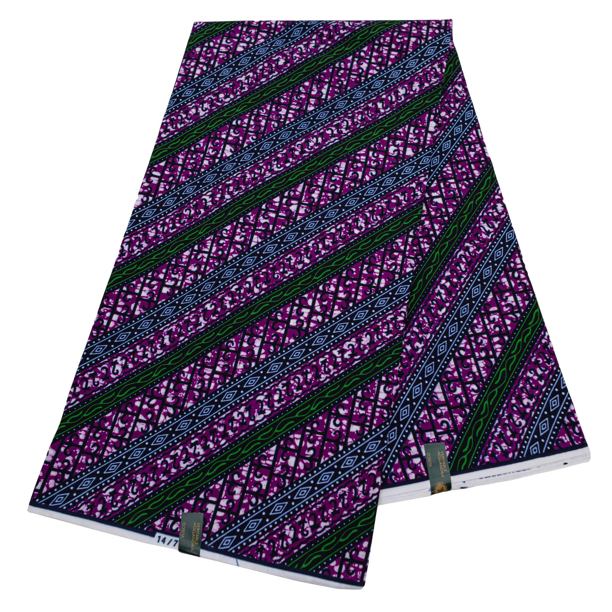 Purple, Green & Blue Wax Pint Fabric - 6 Yards