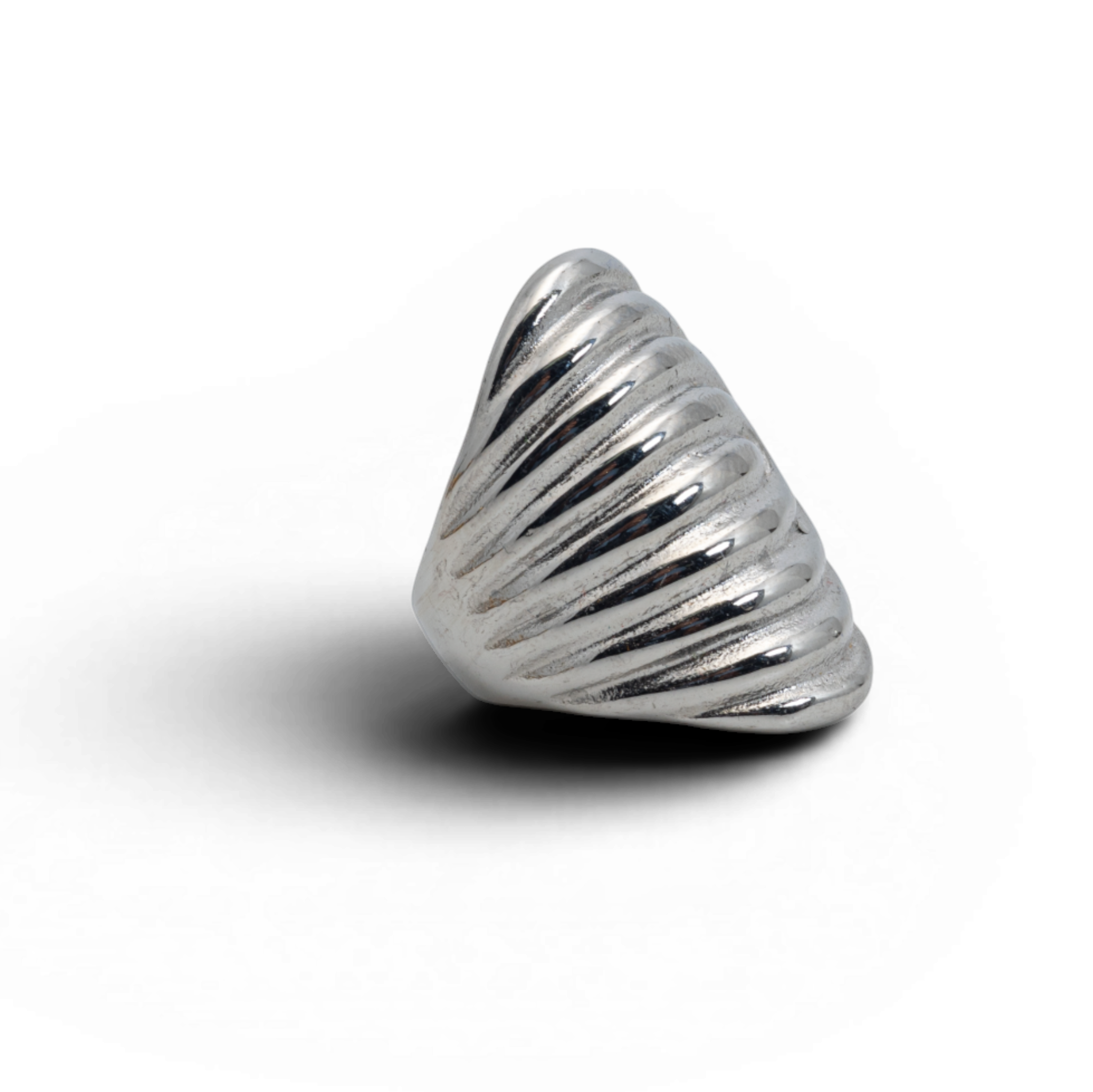 Sculptural Silver-Tone Swirl Dome Ring