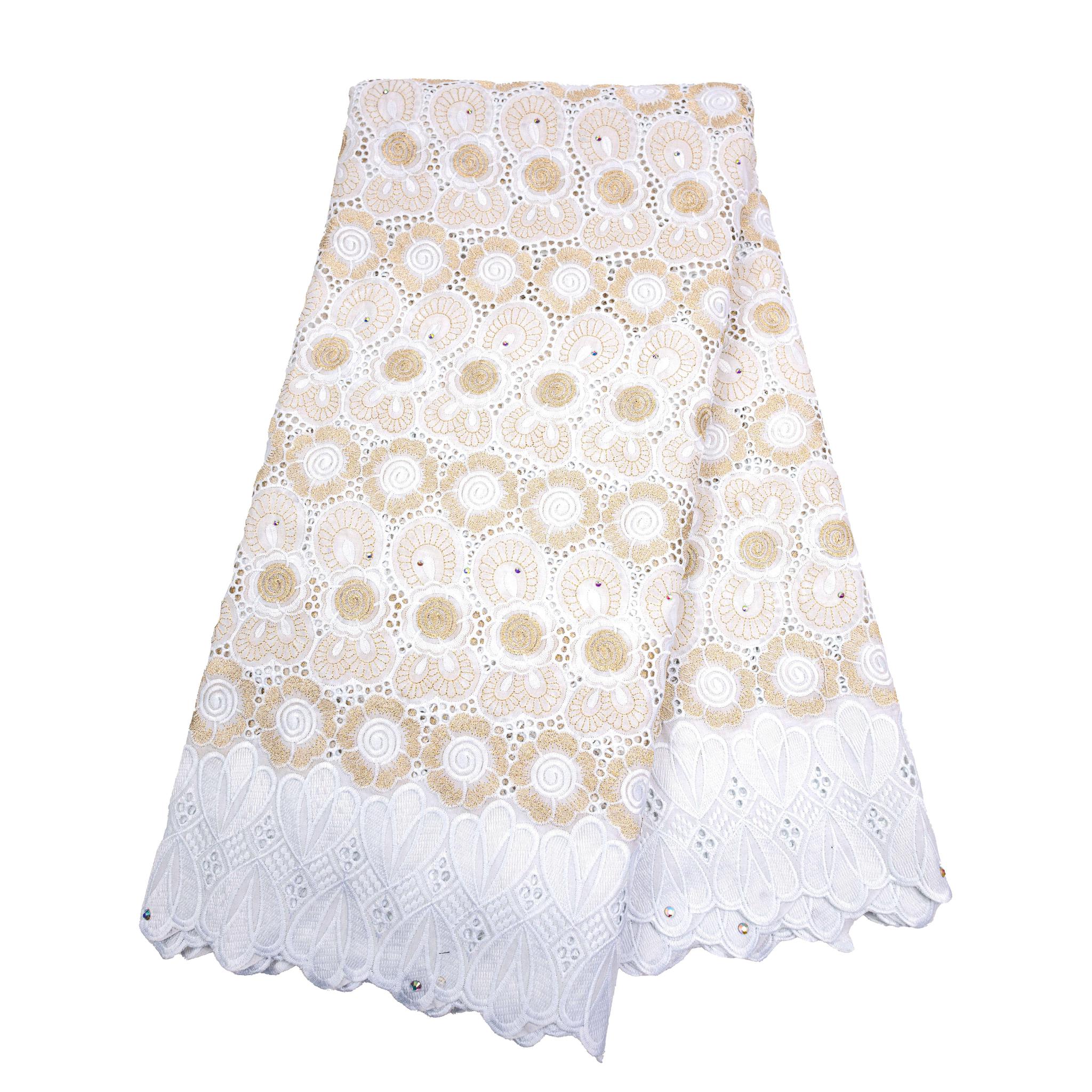 White & Gold Cotton Lace
