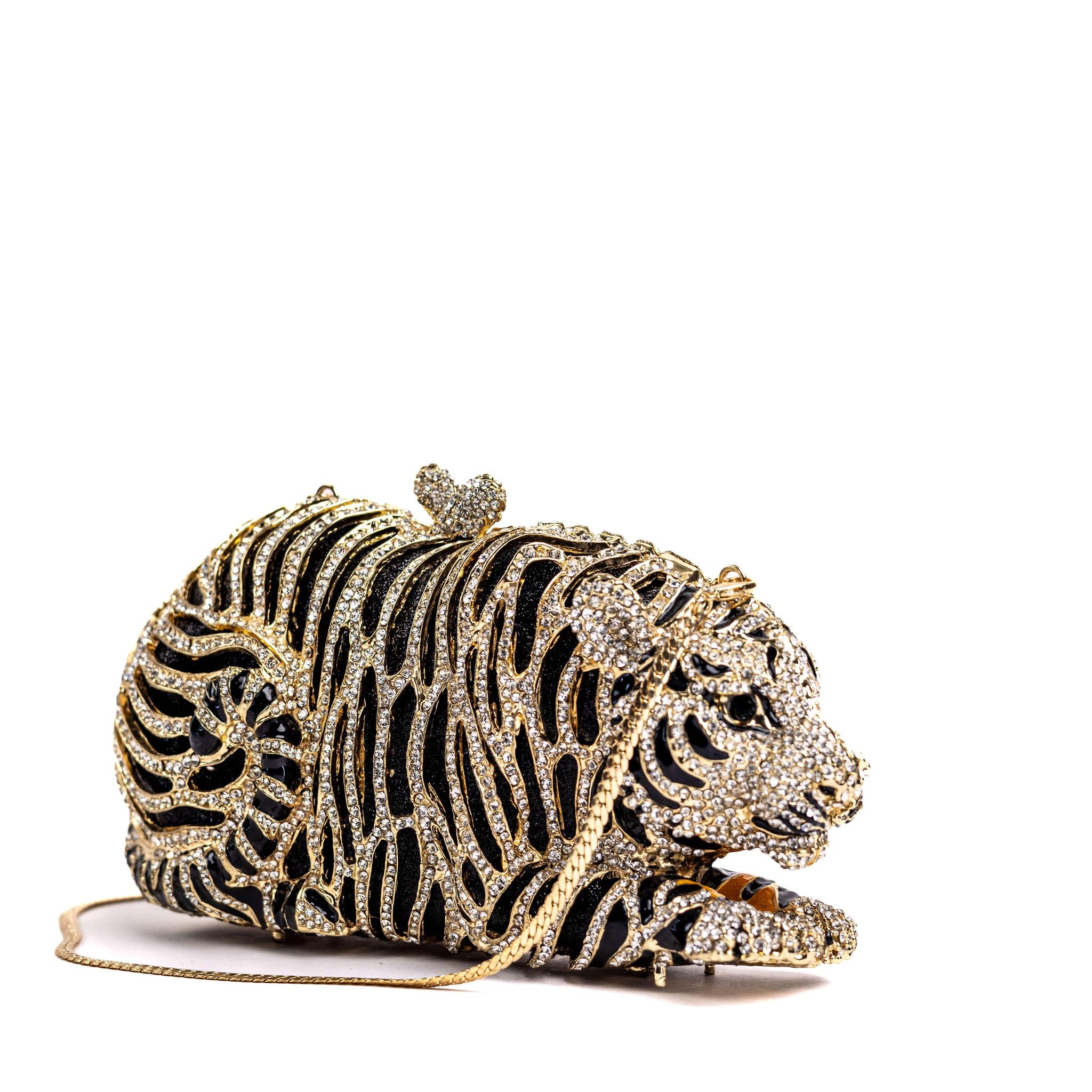 Tiger Rhinestone Clutch Purse