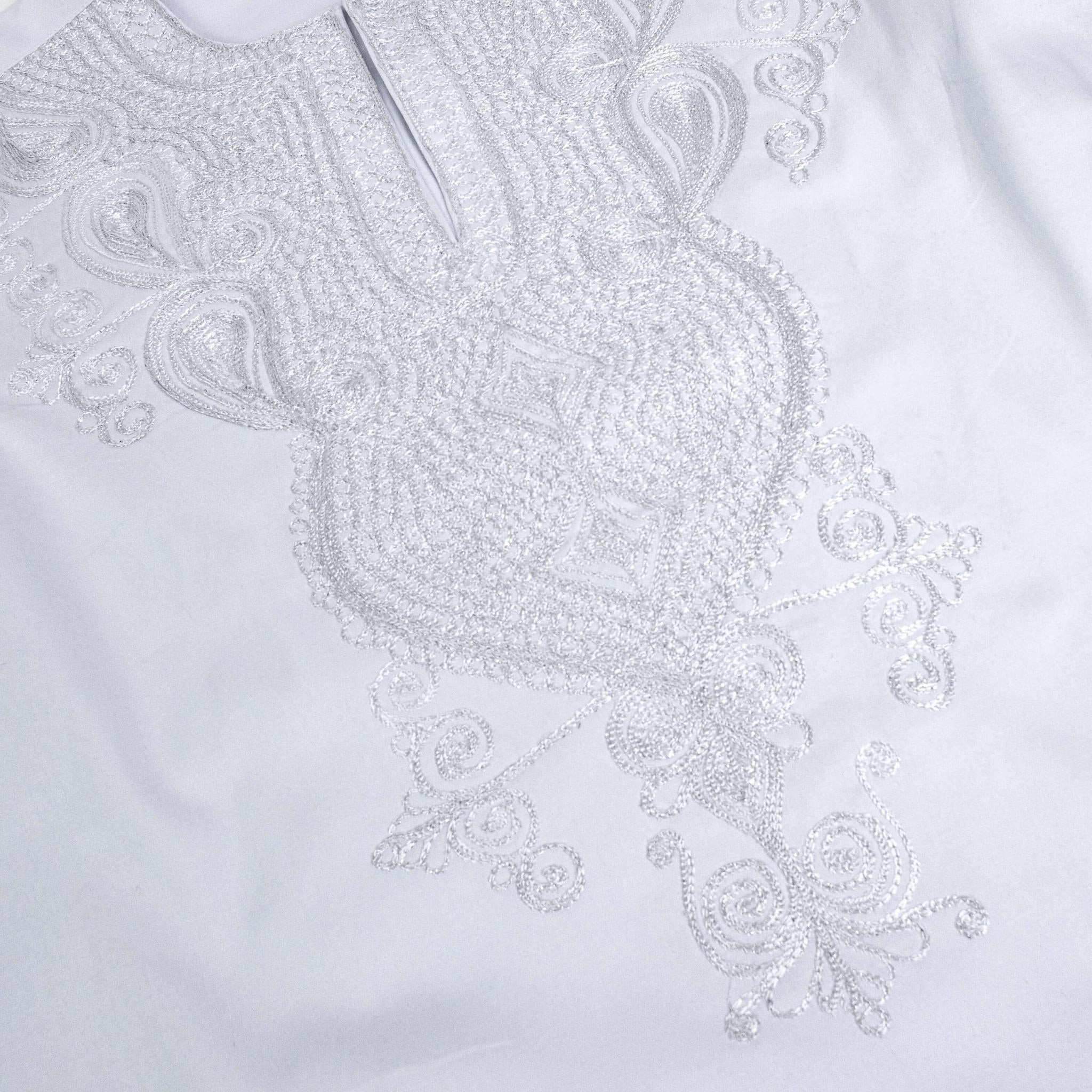 White Embroidered Long Sleeve Top