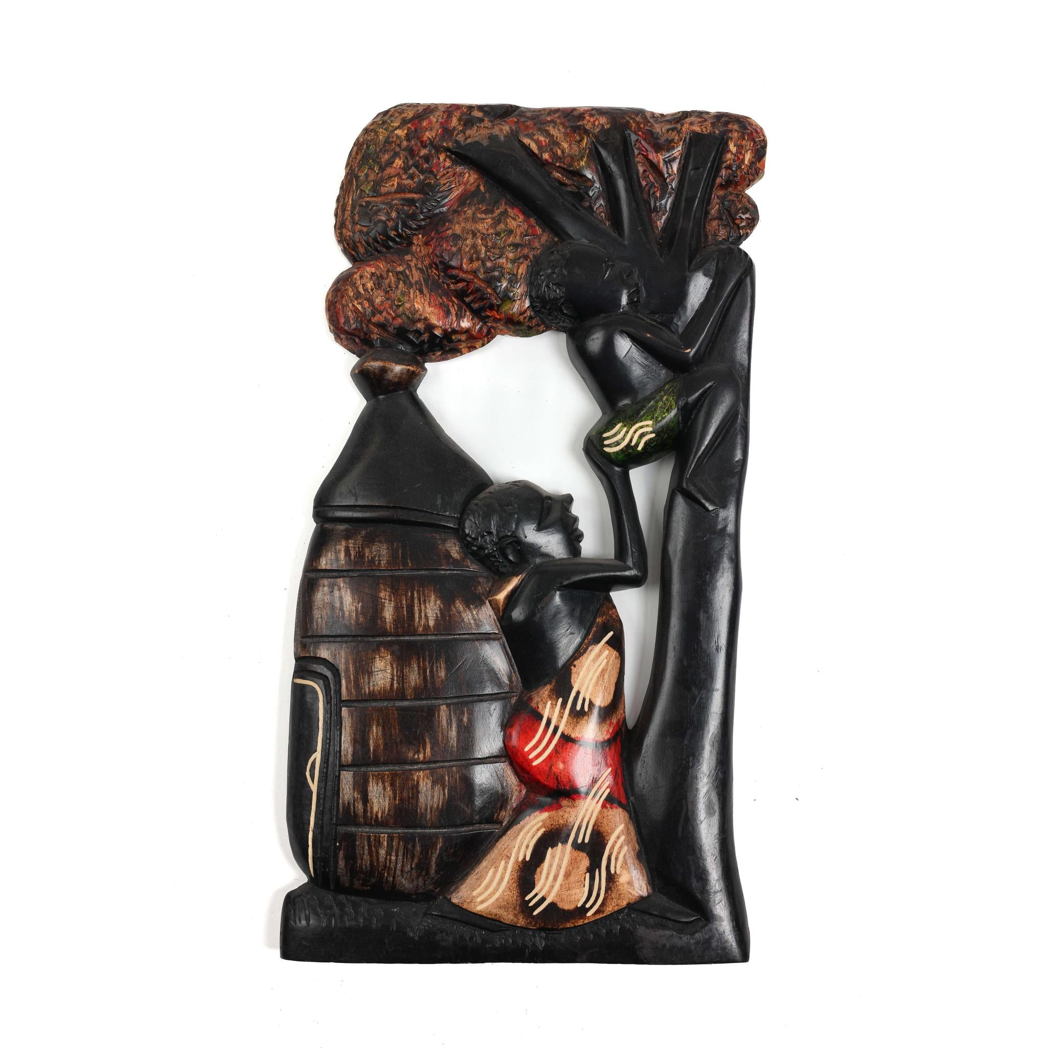 Hand-Carved Wall Art - Tree Climbing