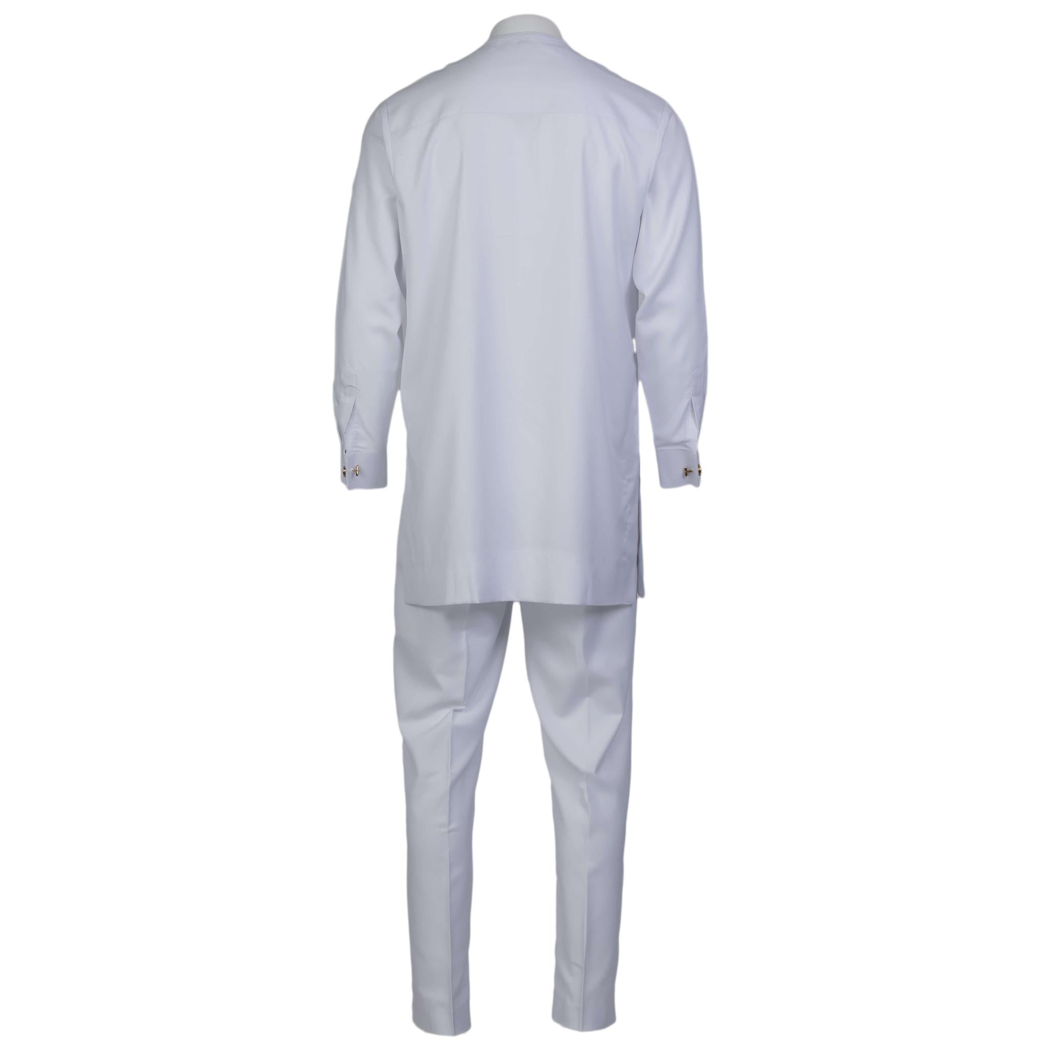 White Suit with White Monogram Embroidery