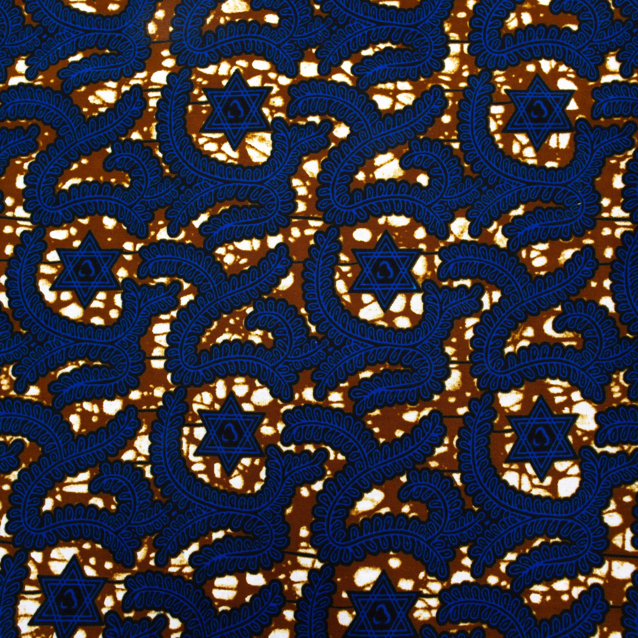 Blue & Brown Wax Pint Fabric - 6 Yards