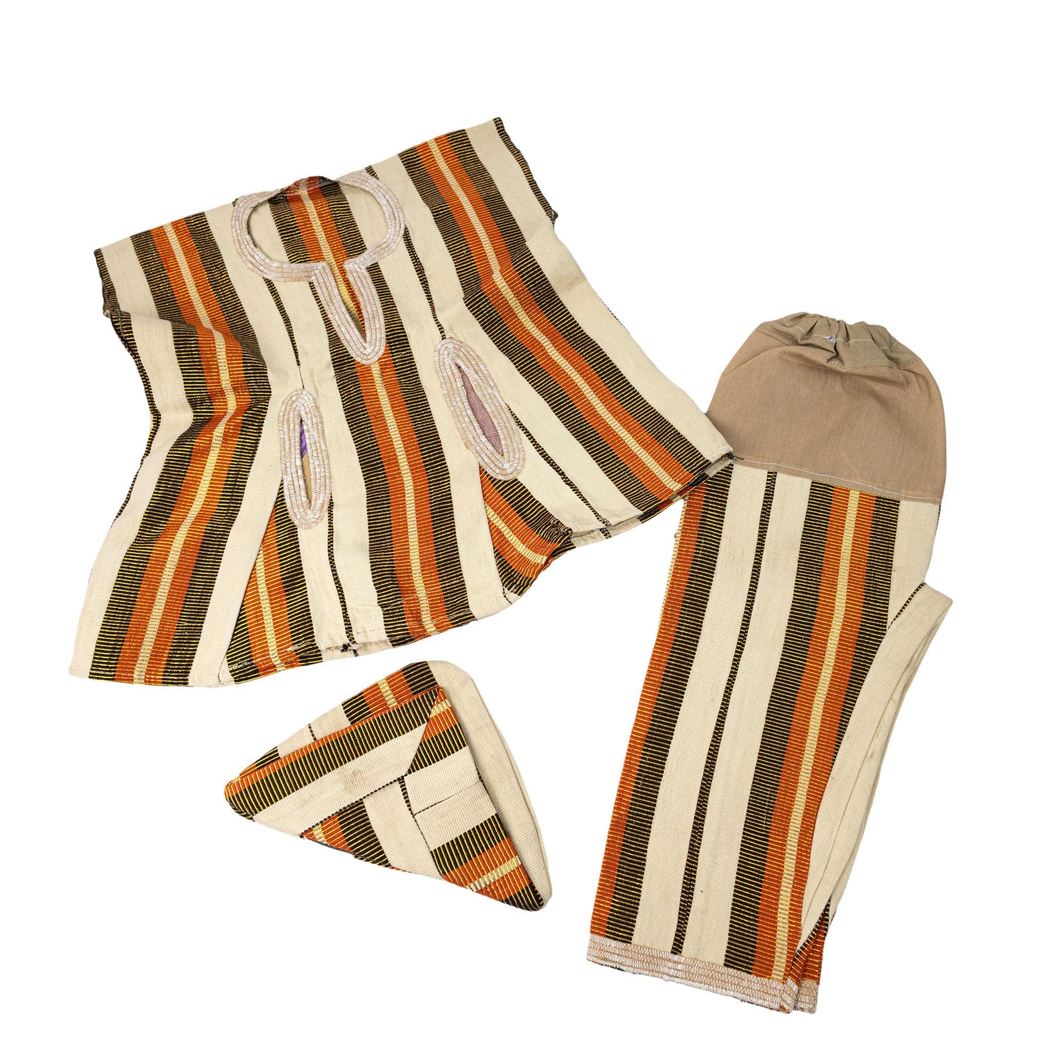 Boys Cream & Orange Aso-Oke Kids Set