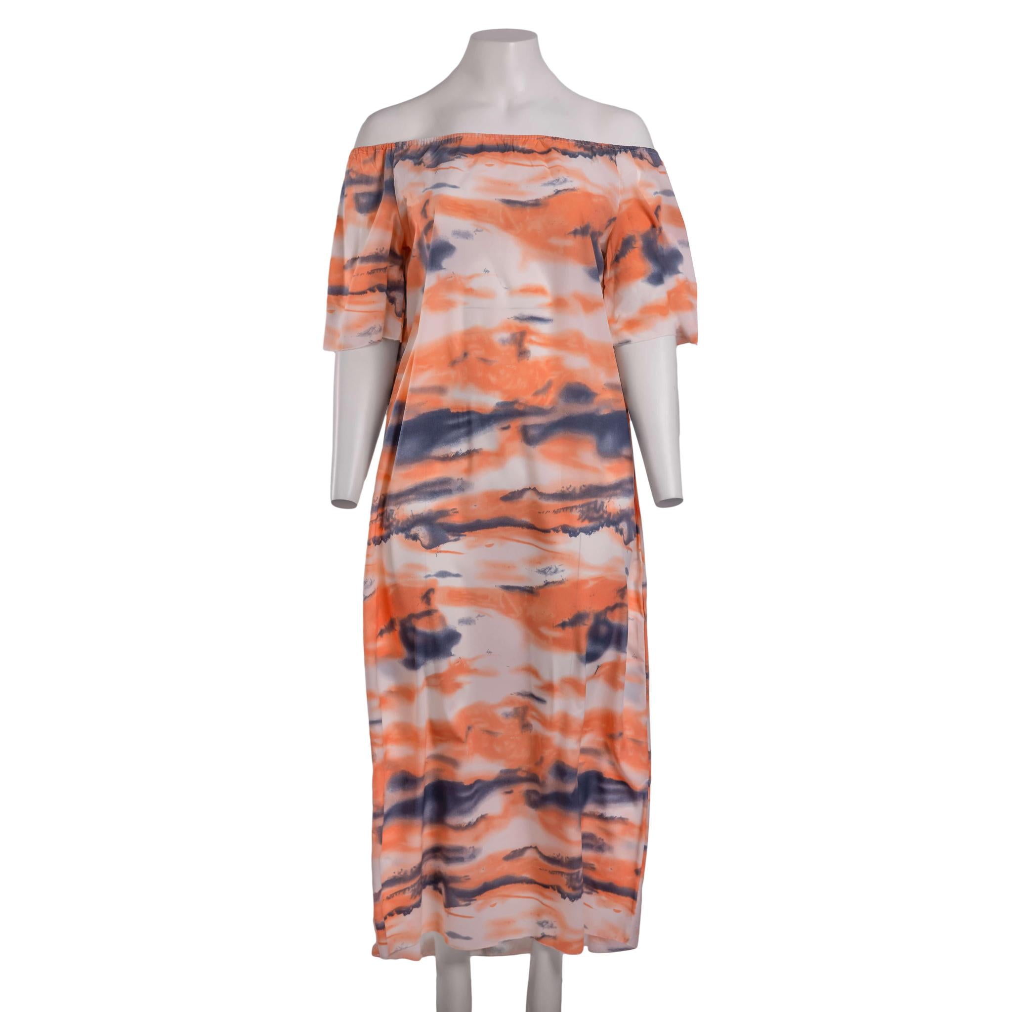 Multicolored Tie & Dye Off-Shoulder Dress