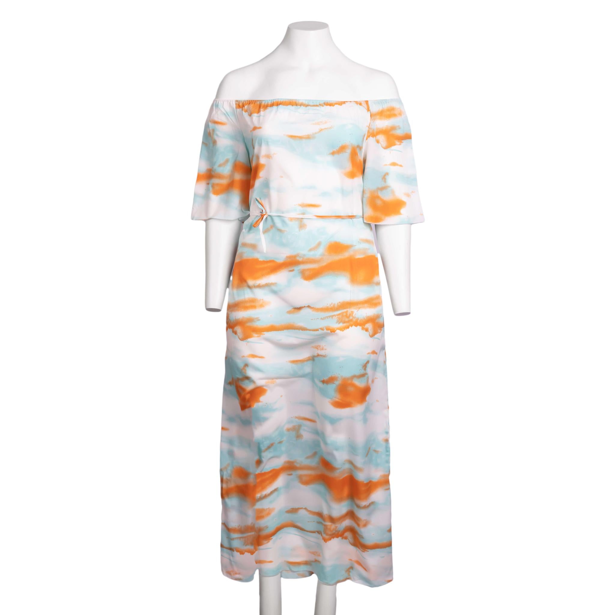tie dye off the shoulder dress Tie Dye Off-Shoulder Maxi Dress