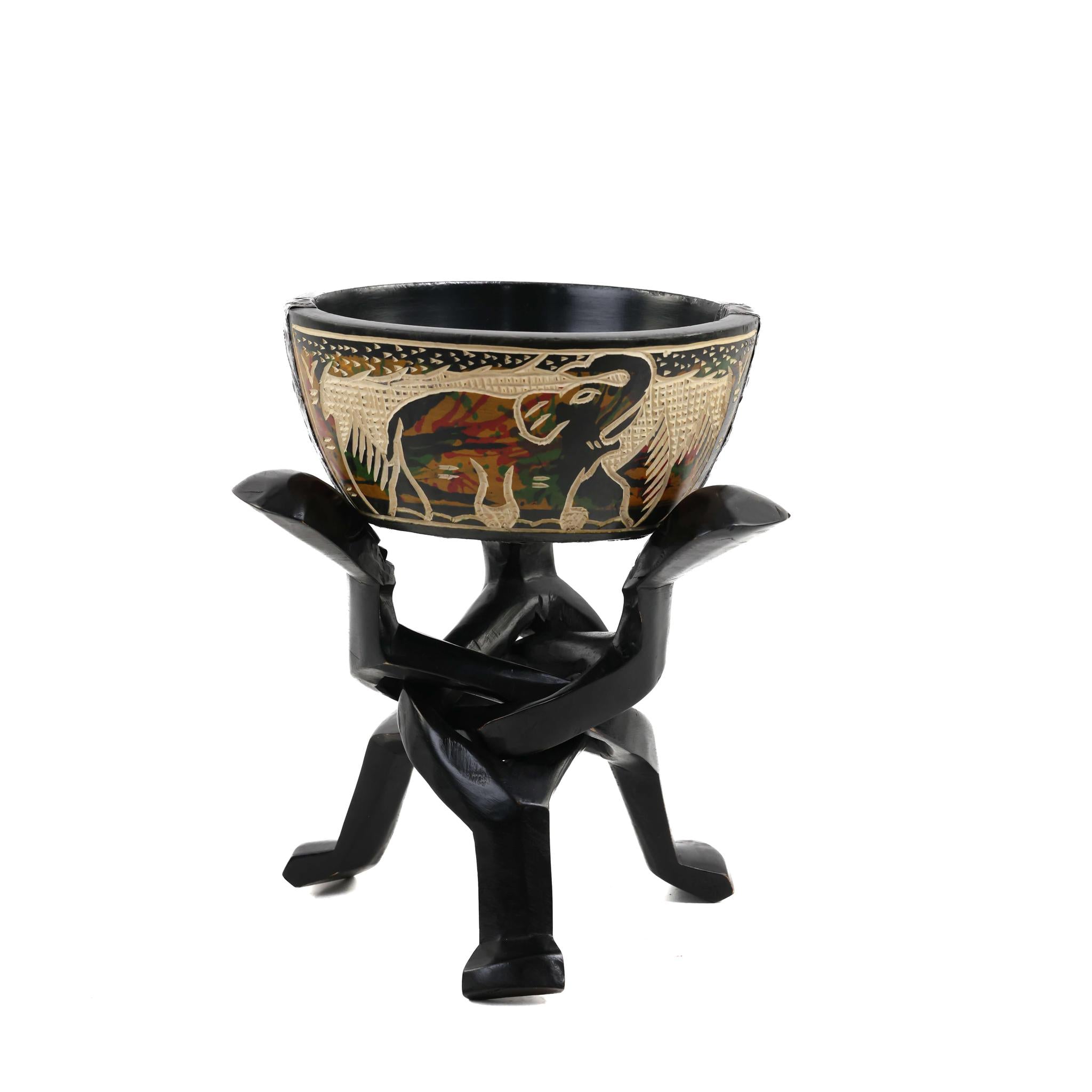 Multi-Colored Elephant & Hippo Carved Unity Bowl