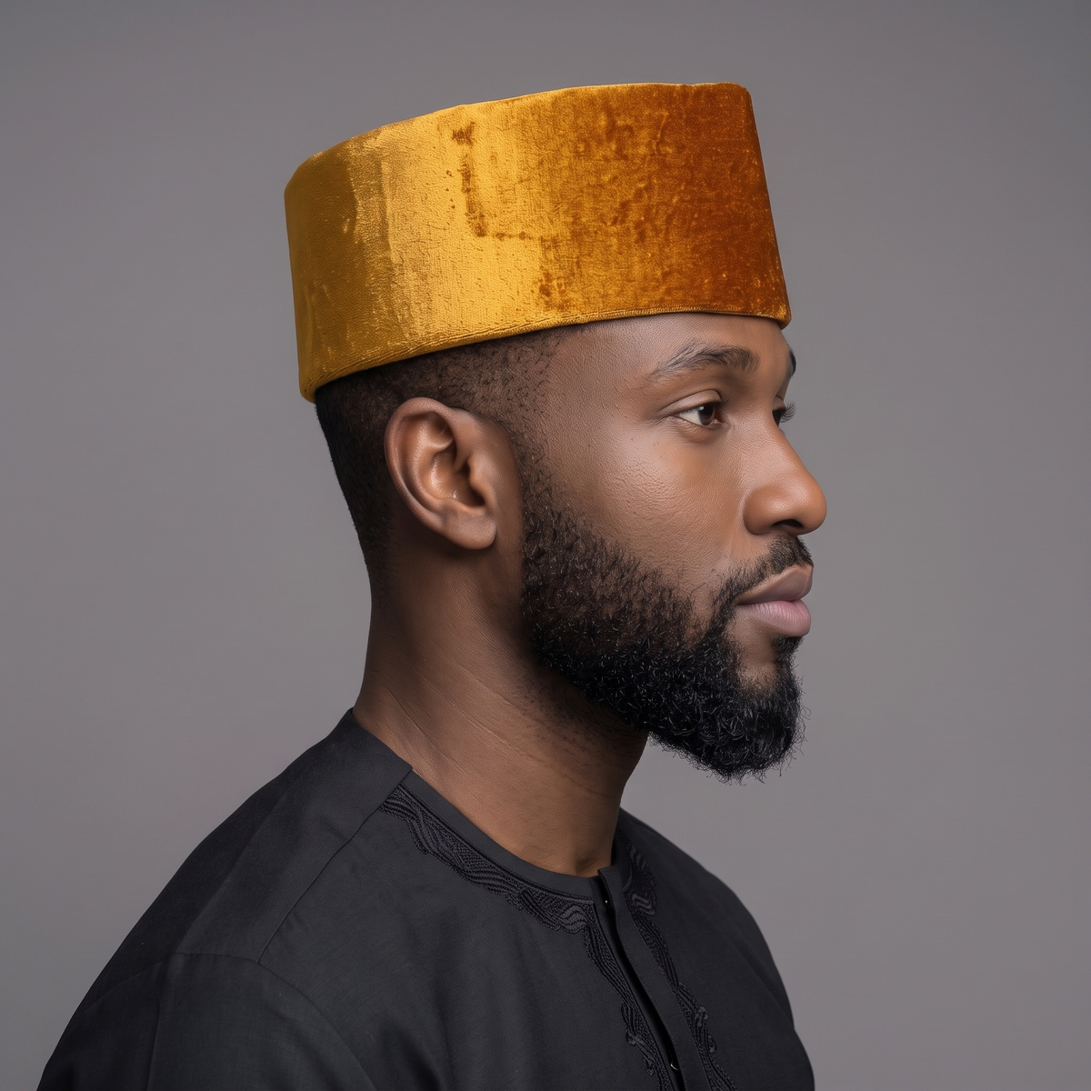 Gold Velvet Nigerian Cap