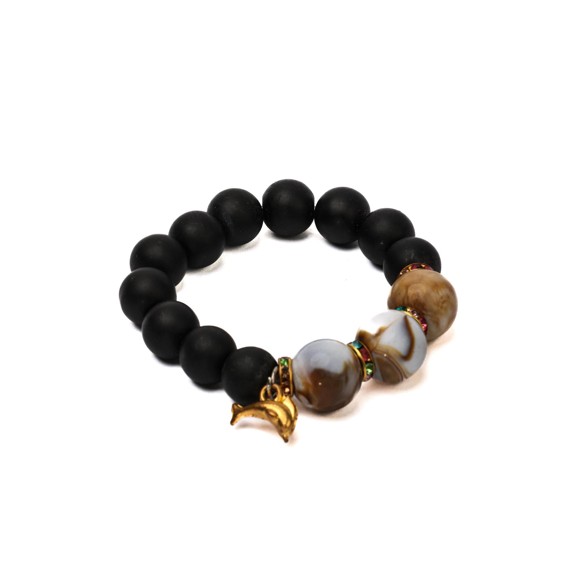 Caramel & White Recycled Ghanaian Bead Bracelet