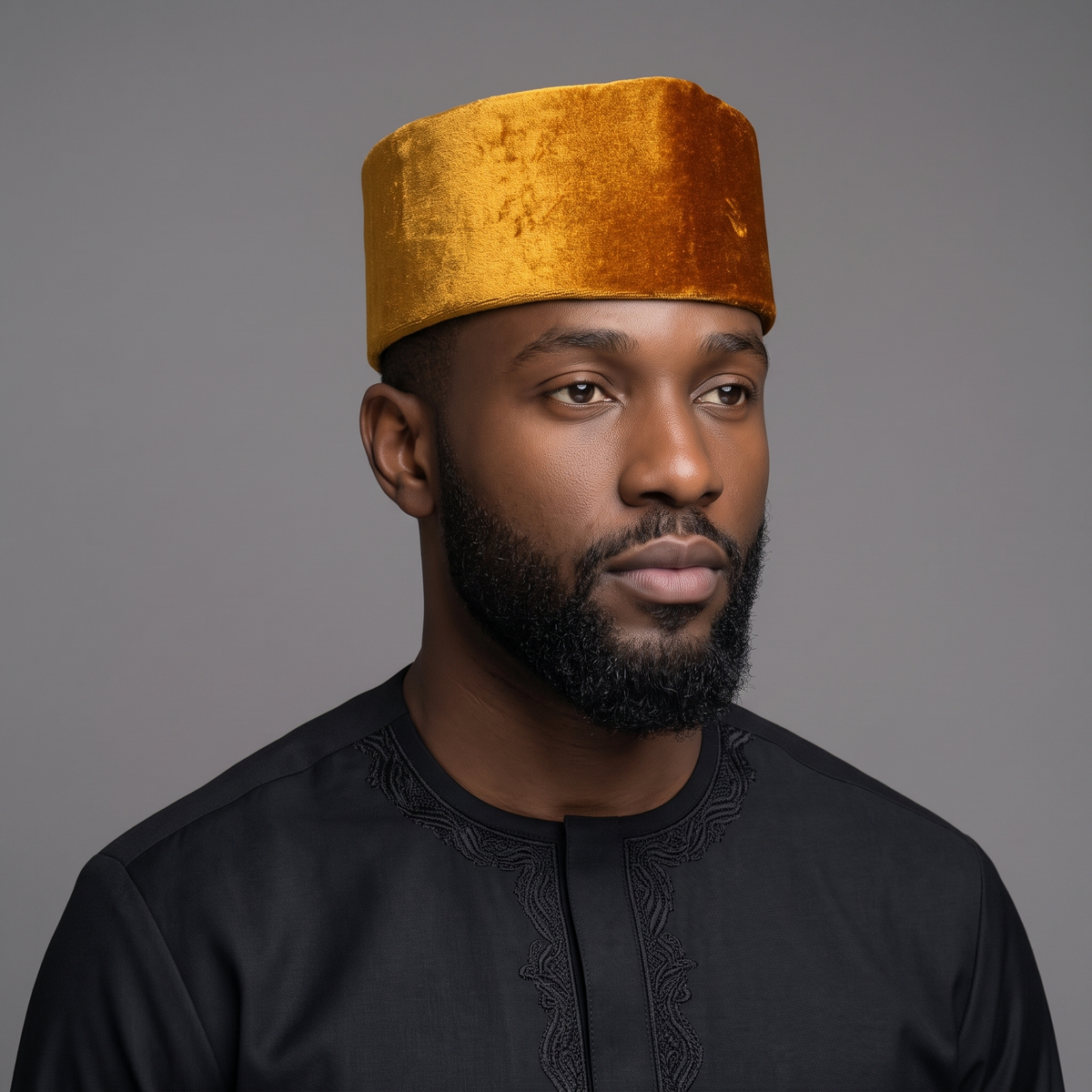 Gold Velvet Nigerian Cap