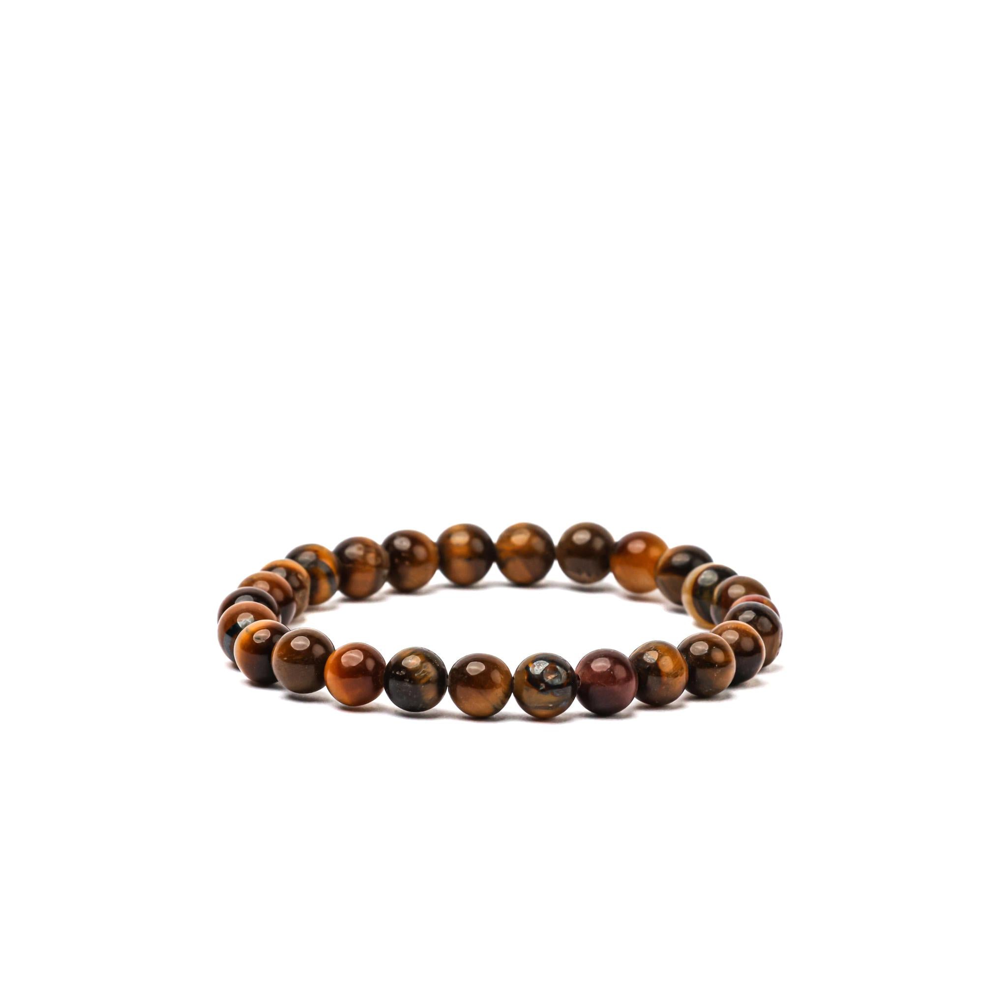 Brown Tiger Eye Stone Bracelet with Golden Luster - S