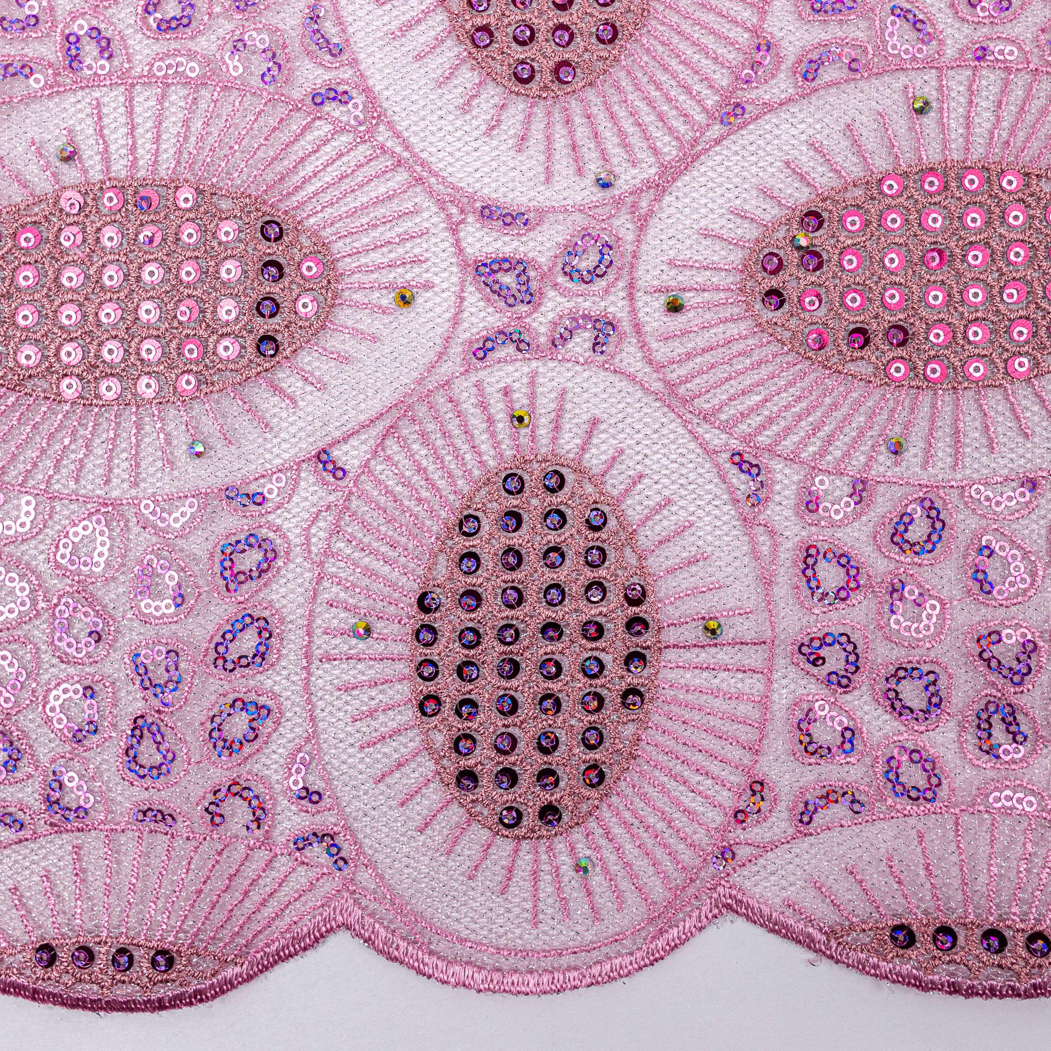 Pink Sequence Net Lace