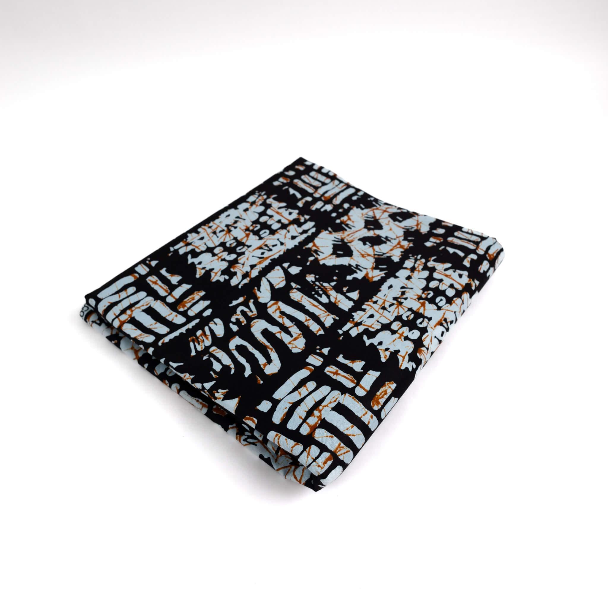 "Glacial Batik" Ice Black & Rust Abstract African Wax Print (Ankara) – 6 Yards