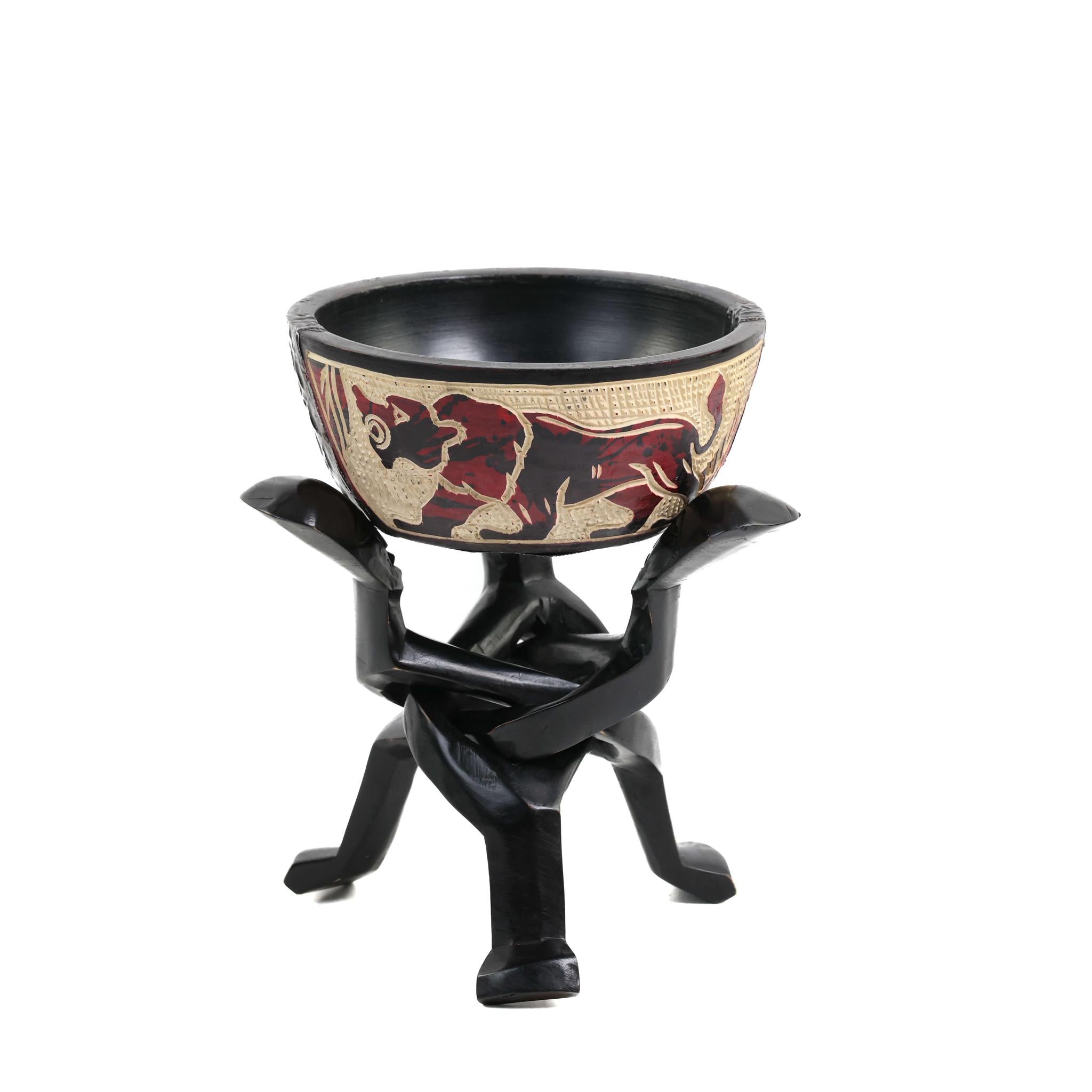 Red Lion & Elephant Carved Unity Bowl