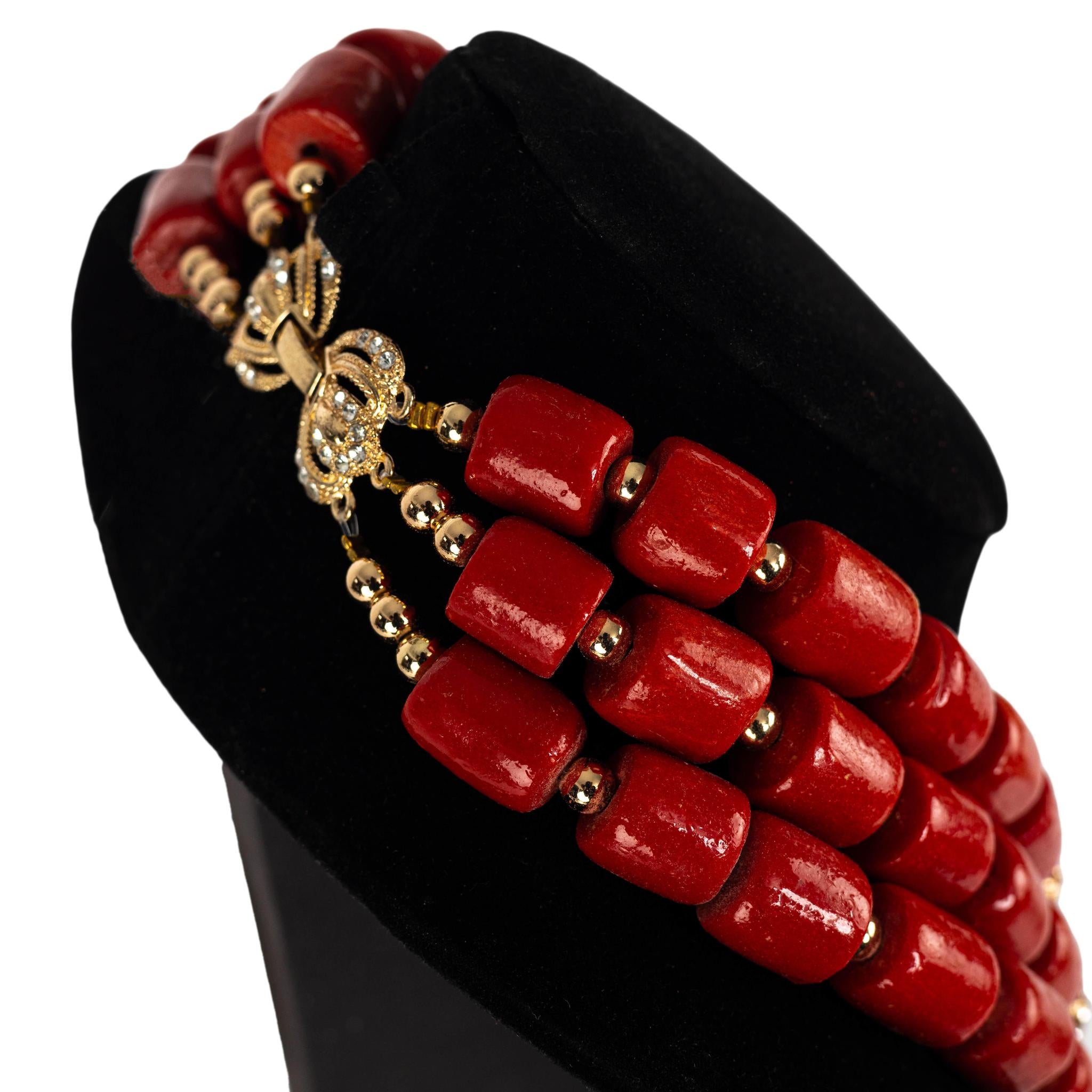 Nigerian Coral Bead Three Layers Women's Set