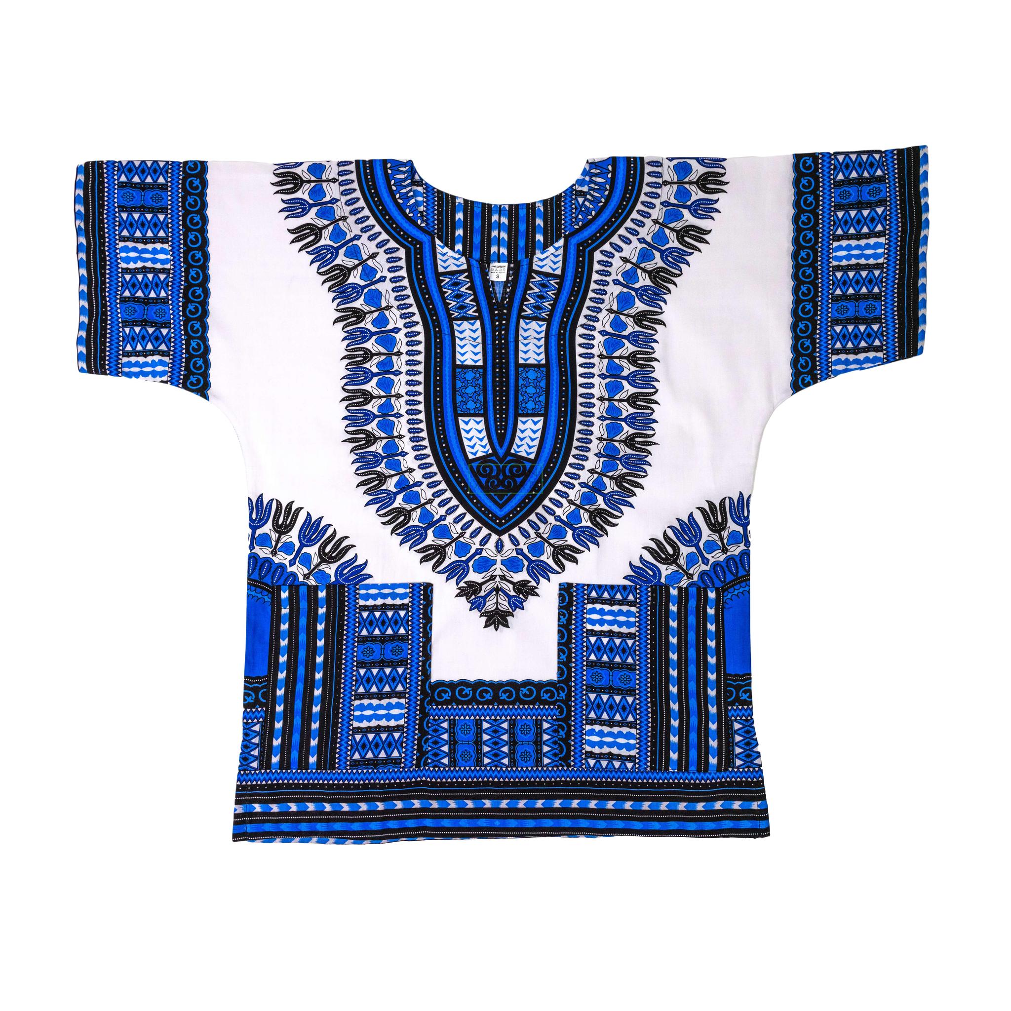 White & Blue - African Dashiki Shirt