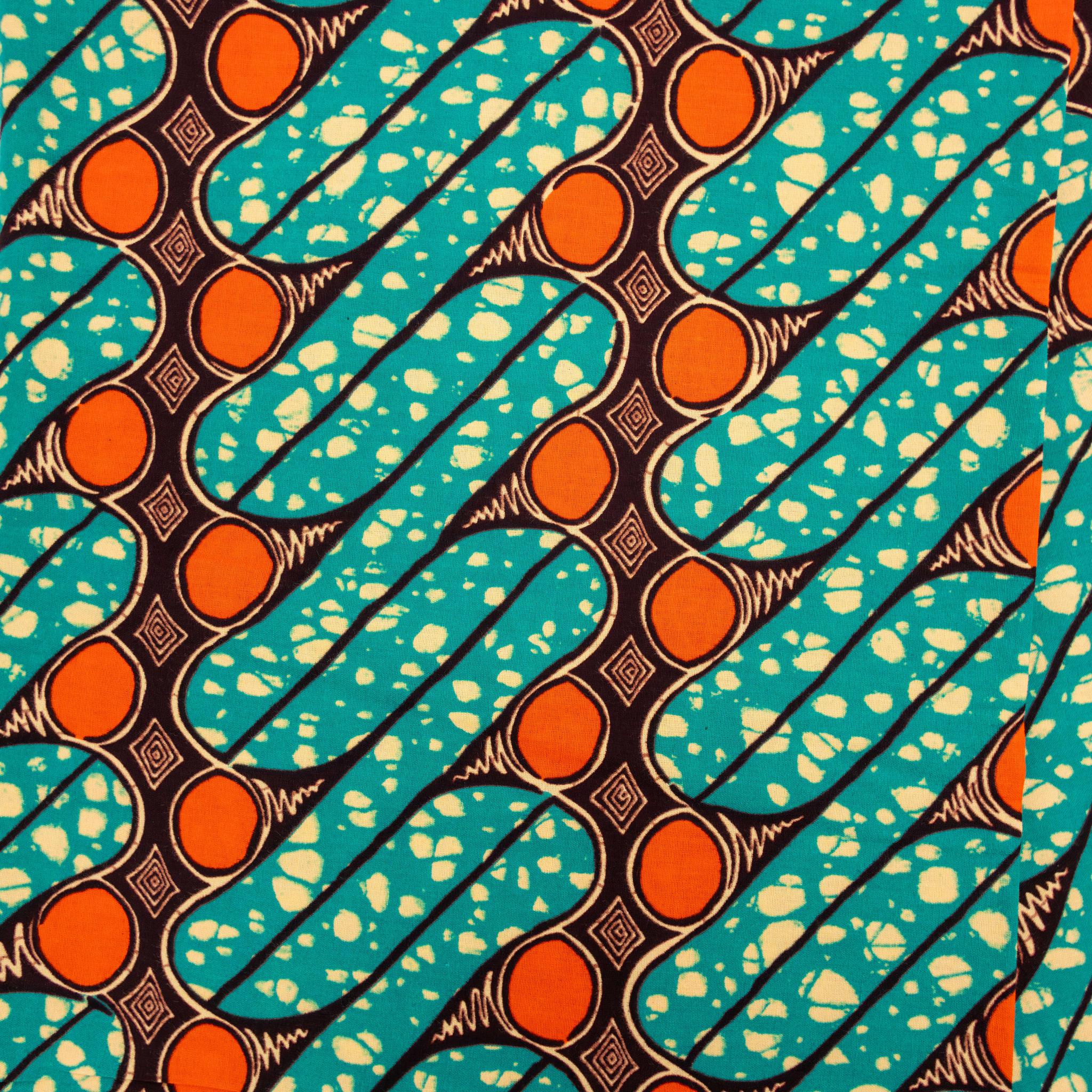 Green & Orange Wax Pint Fabric - 6 Yards