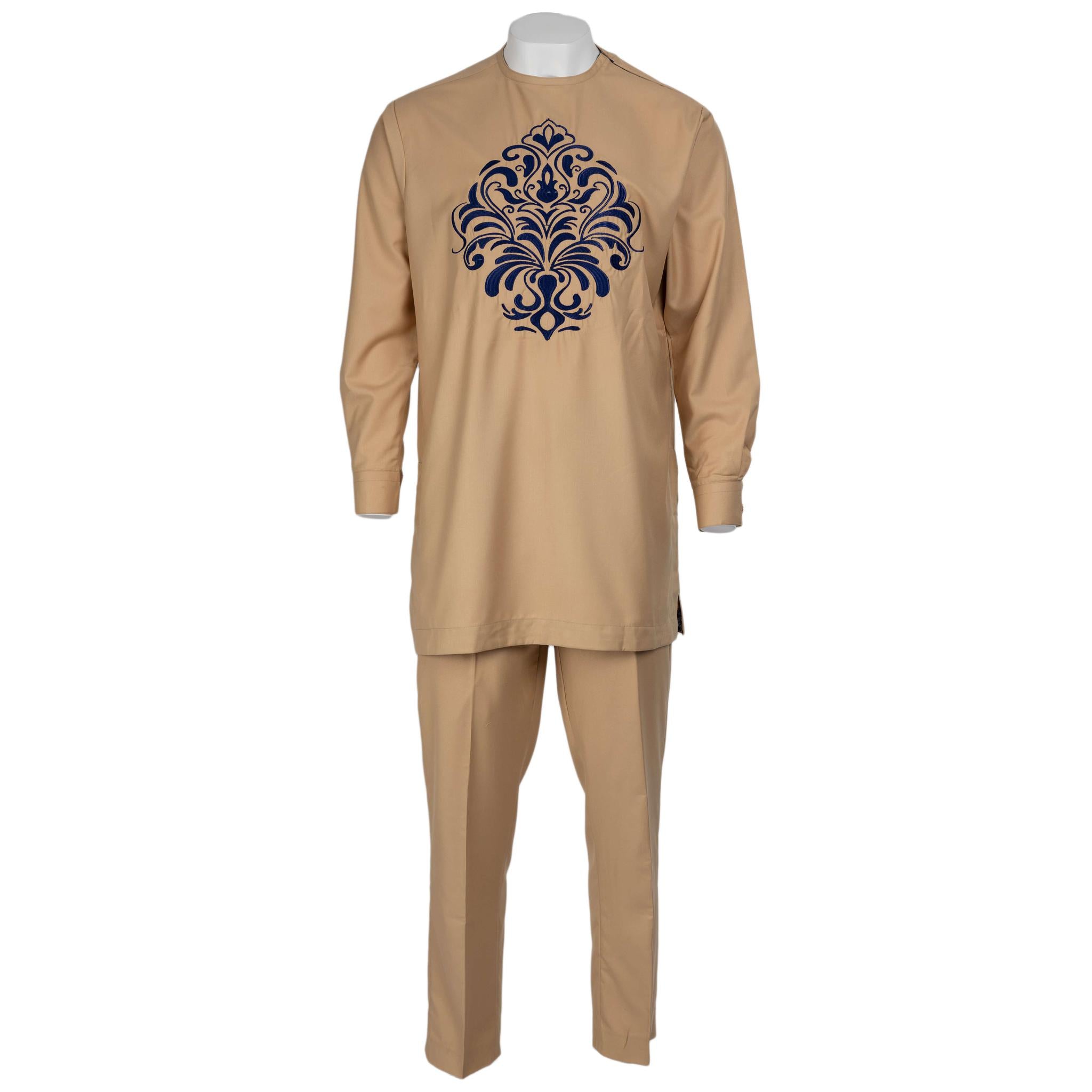 Tan and Blue Embroidery Set
