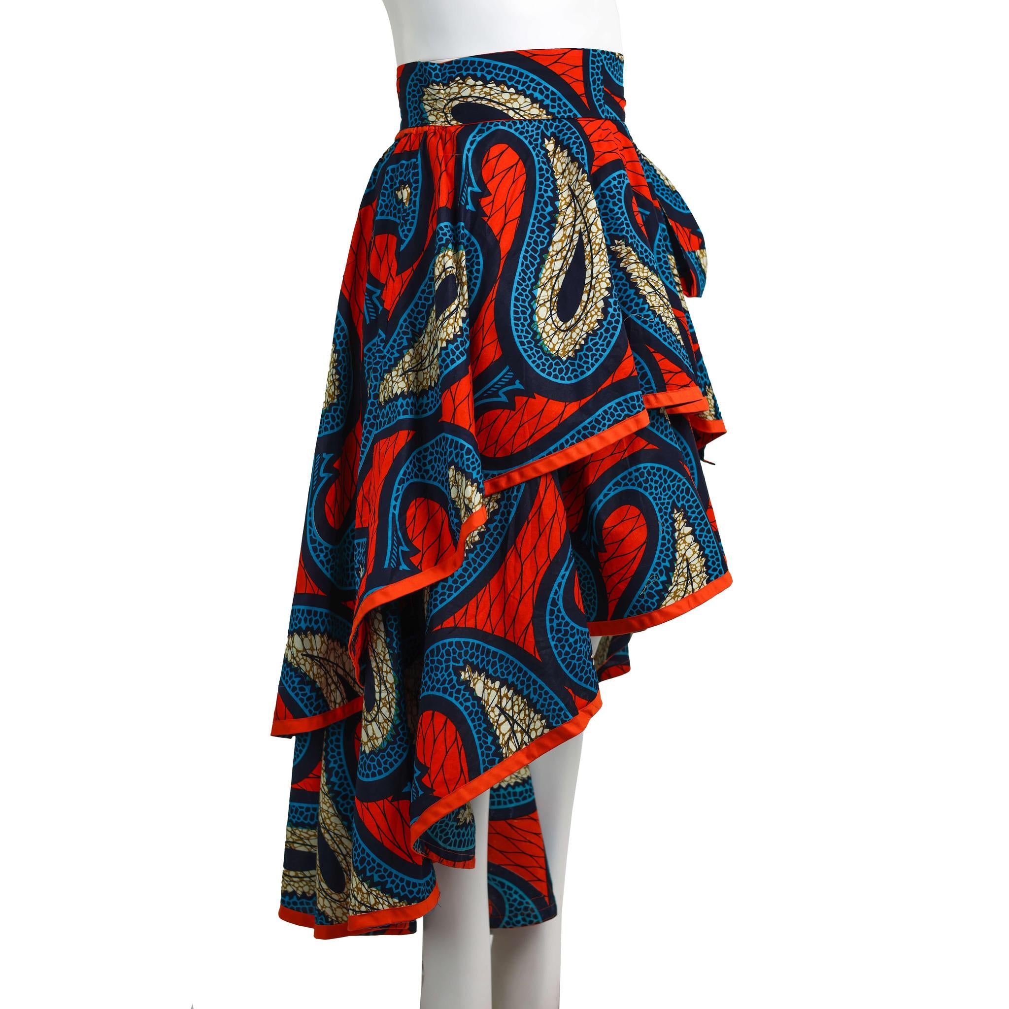 Layered Ankara Skirt with Belt