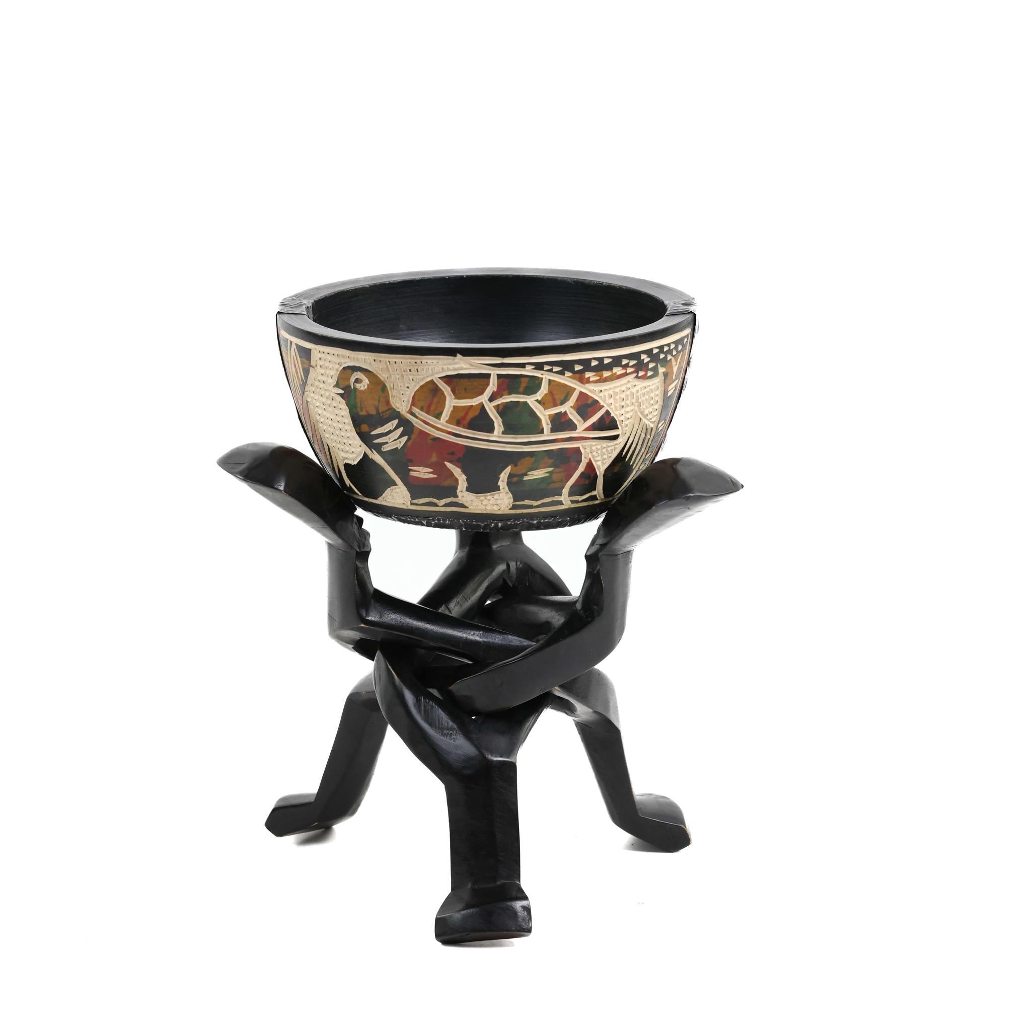 Multi-Colored Turtle & Rhino Carved Unity Bowl