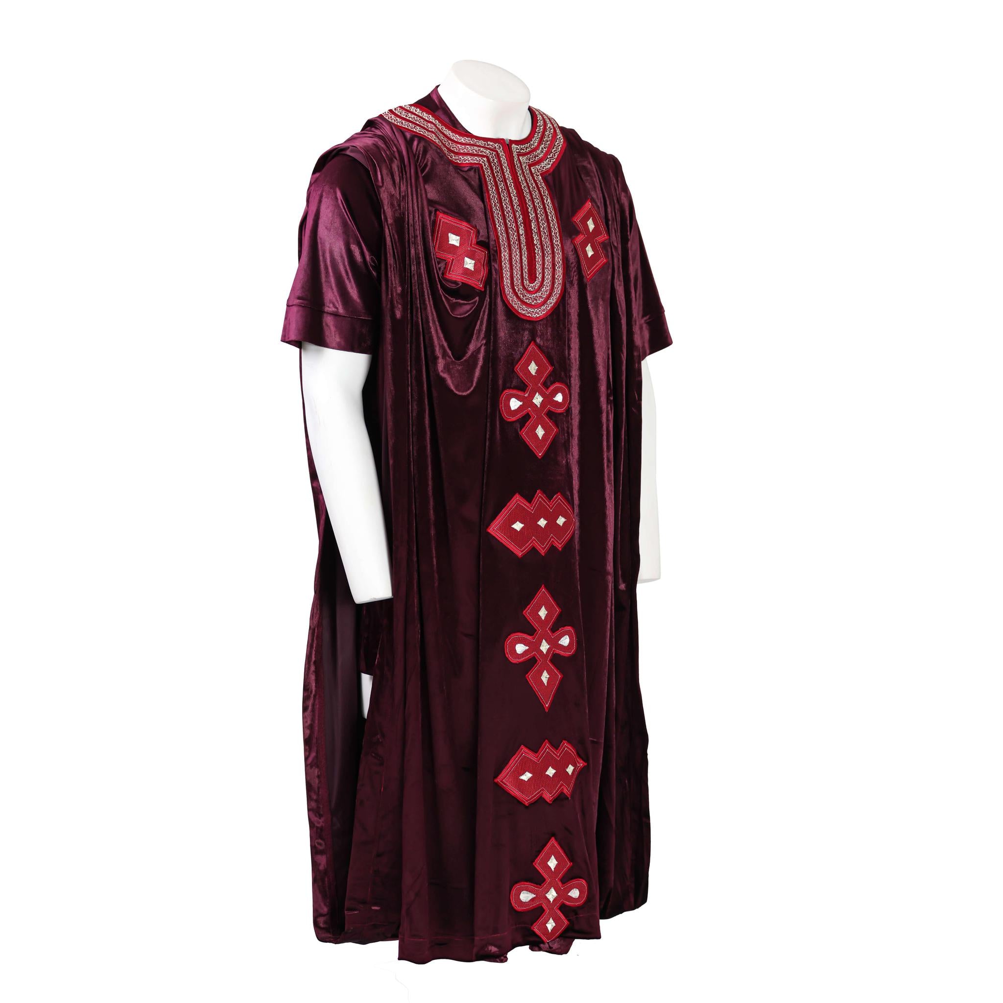 Purple Velvet Embroidery Agbada Set
