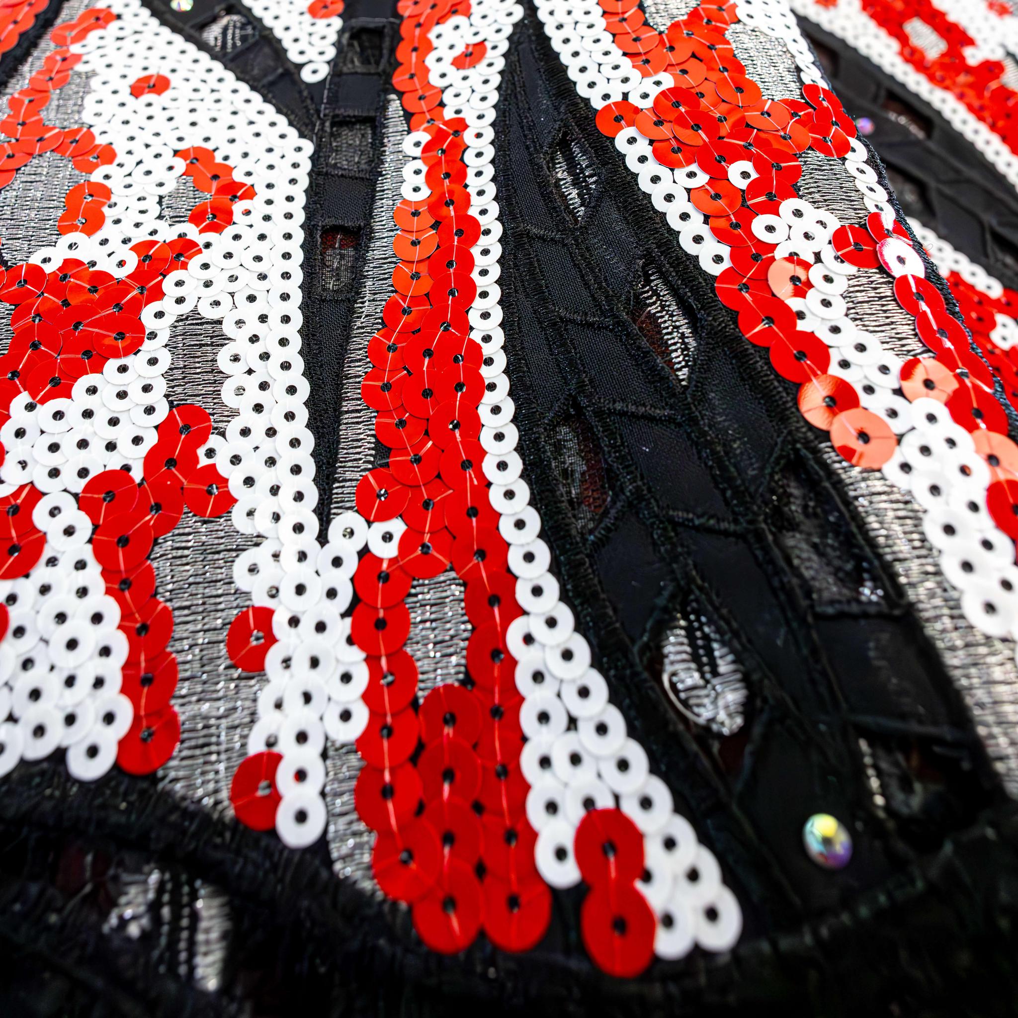 Black & Red Sequence Net Lace