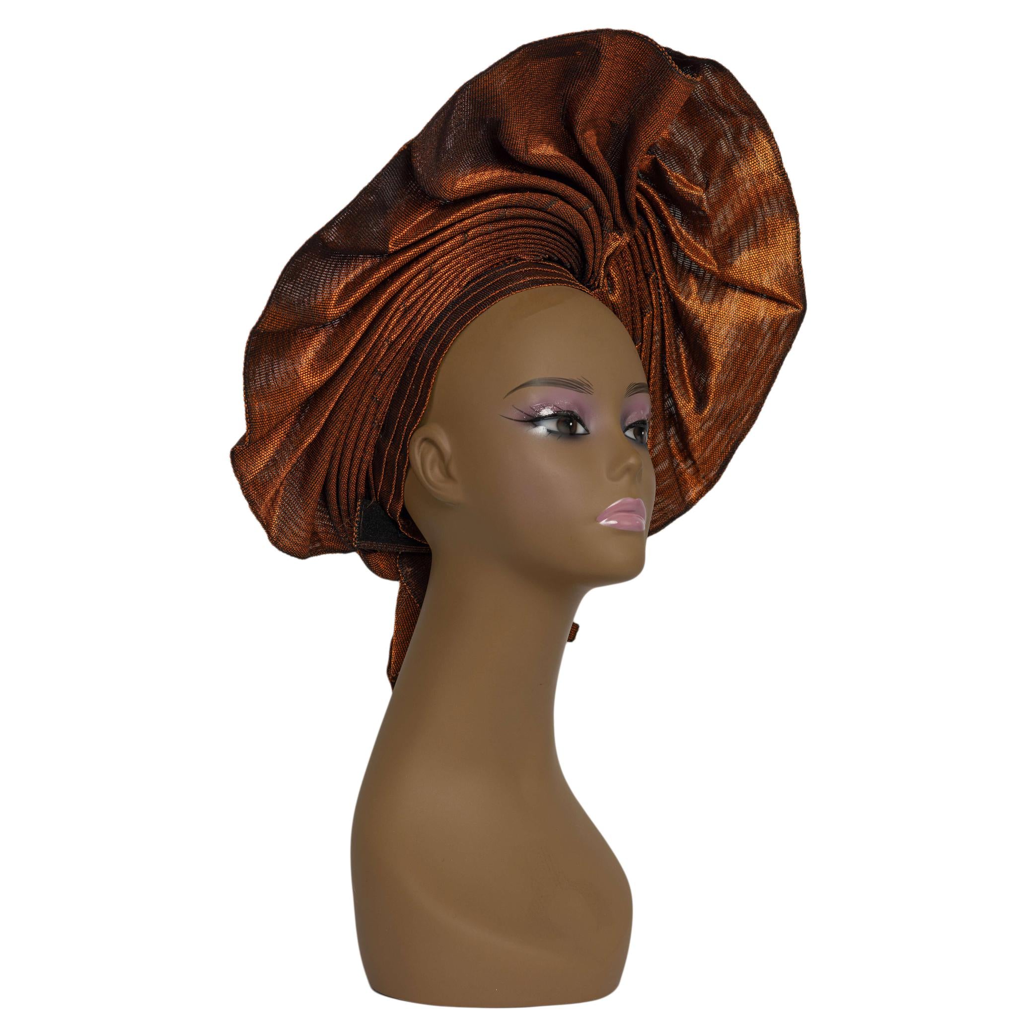 Bronze Aso Oke Auto Gele