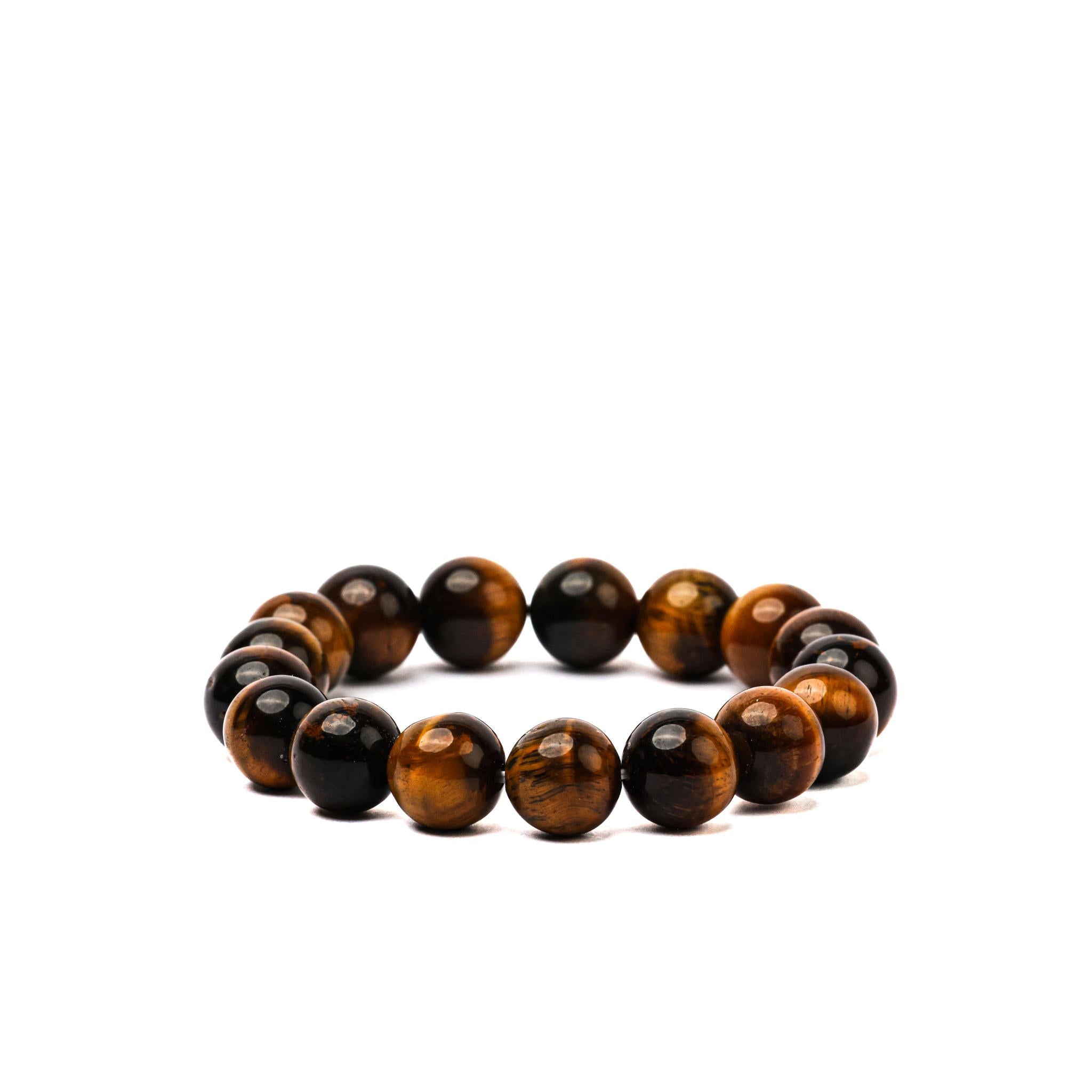 Brown Tiger Eye Stone Bracelet with Golden Luster - L