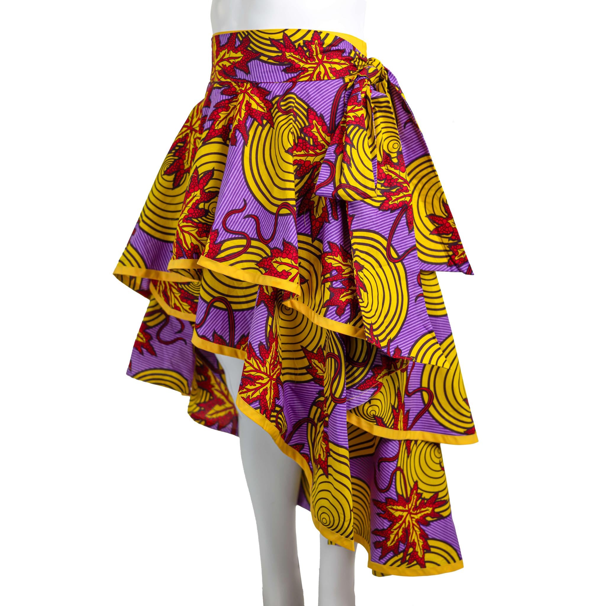 Layered Ankara Skirt with Belt