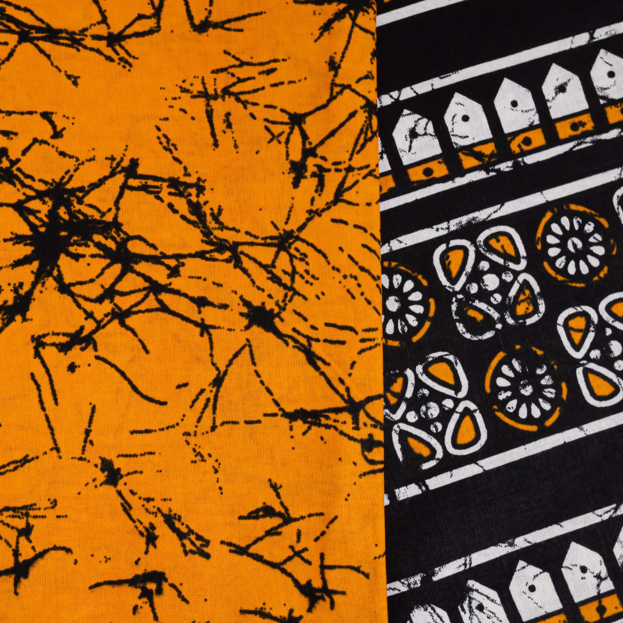 Tangerine & Geometric Wax Print (Ankara) – 6 Yards