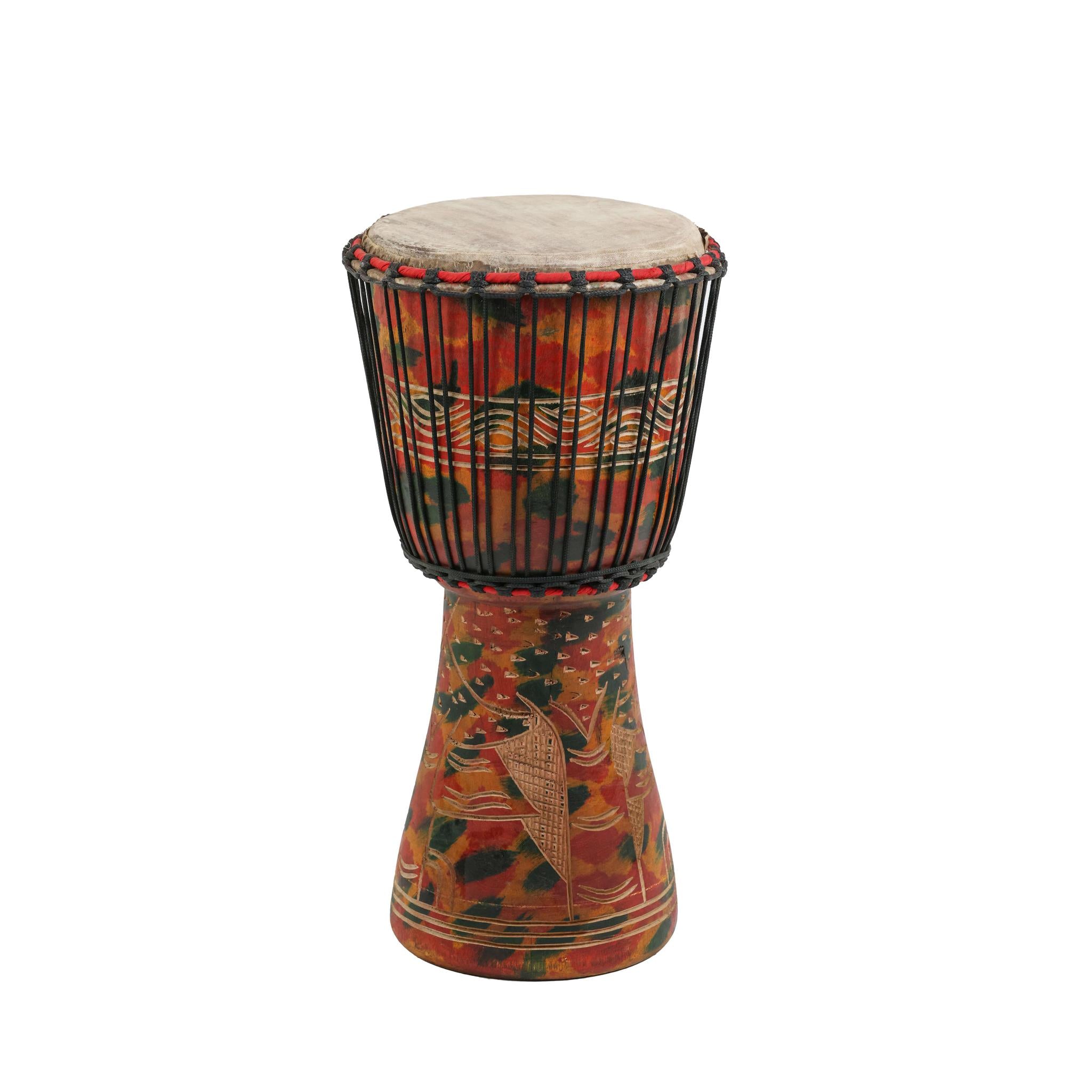 Camo Wood Carving- Djembe Drum - Medium