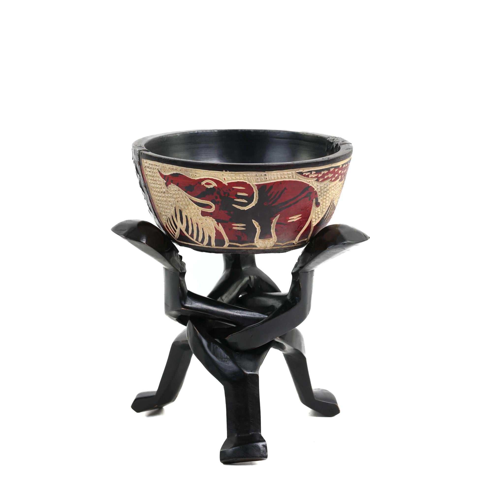 Red Lion & Elephant Carved Unity Bowl