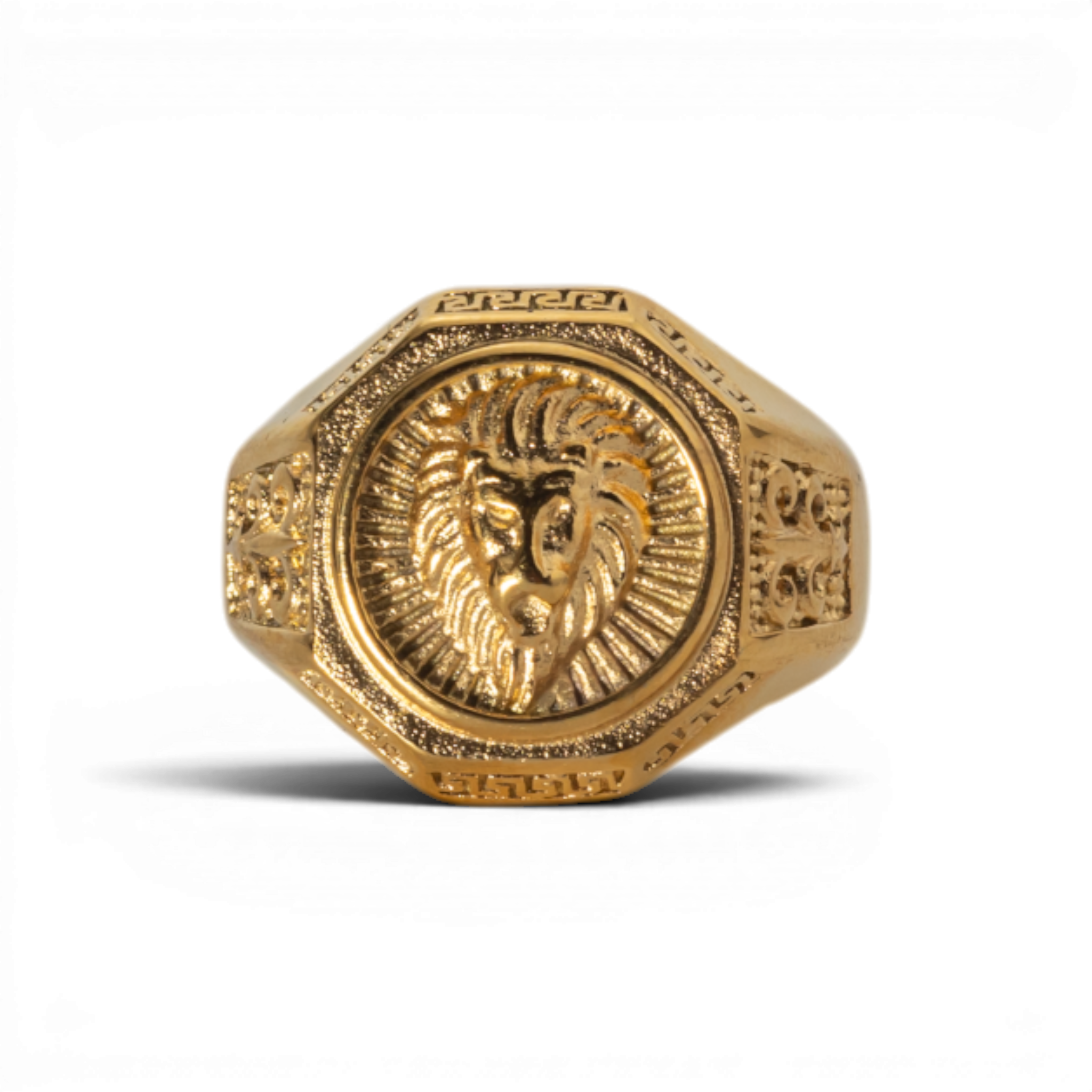 Regal Gold-Tone Lion Signet Ring