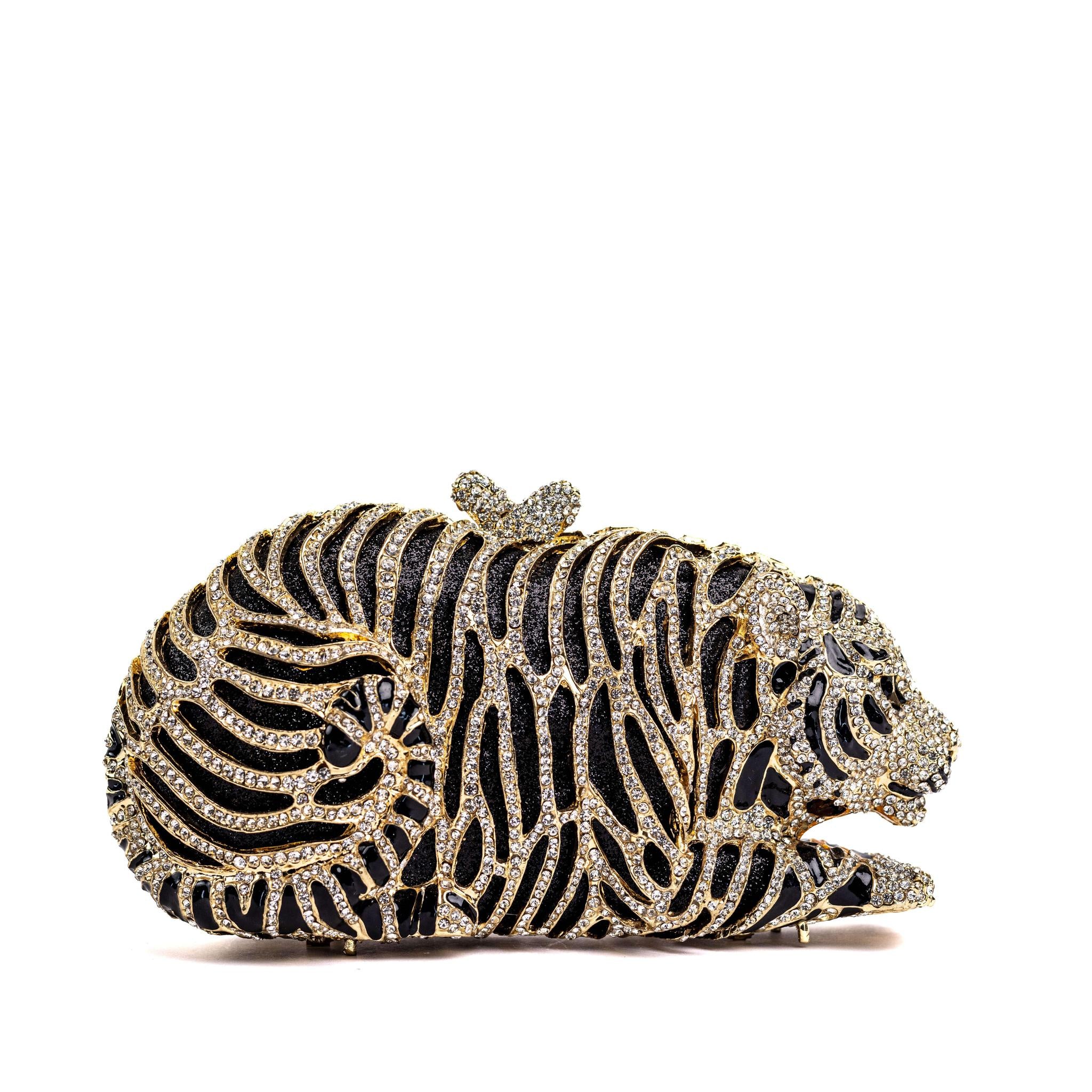 Tiger Rhinestone Clutch Purse