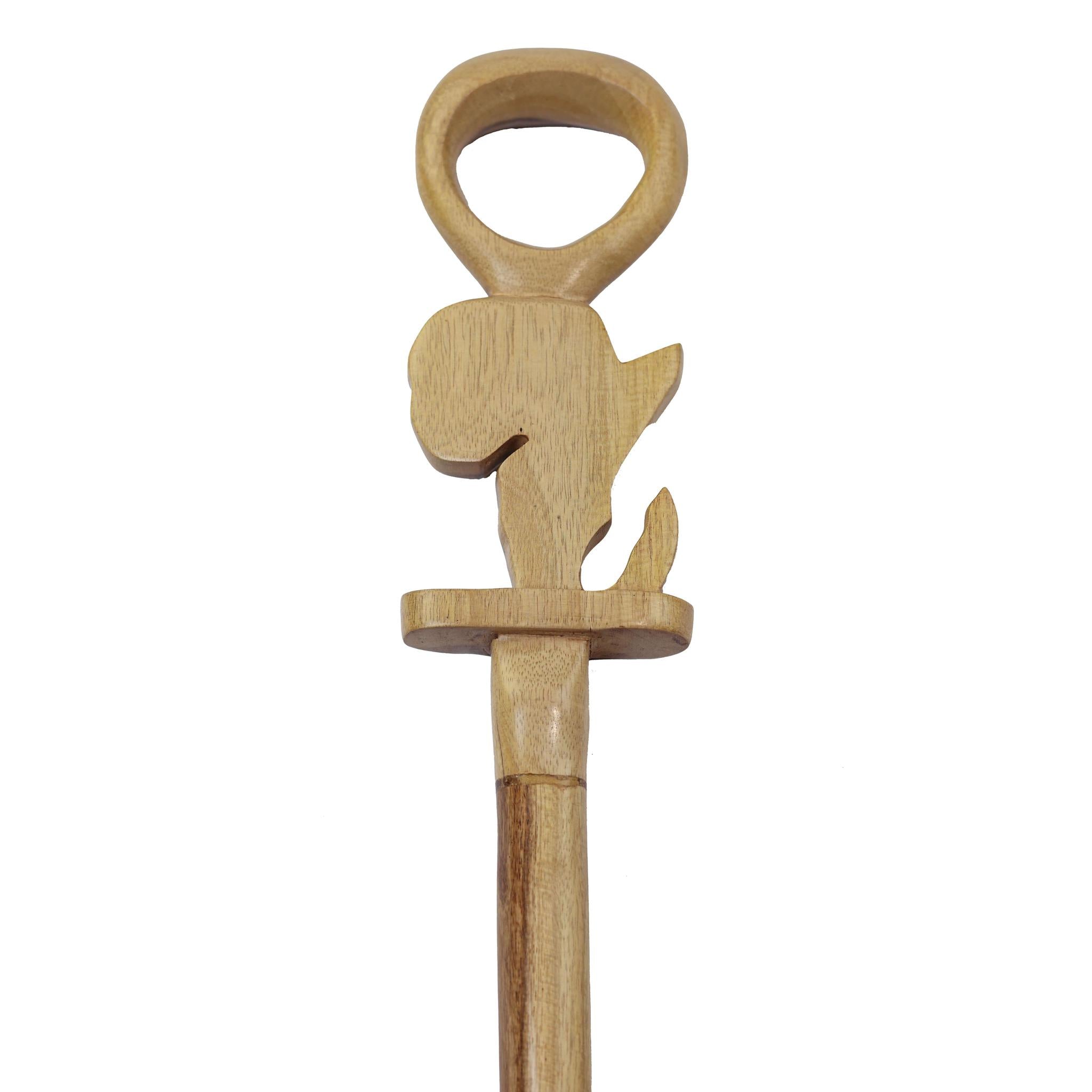 Hand-Carved Ghanaian Walking Stick - Map of Africa