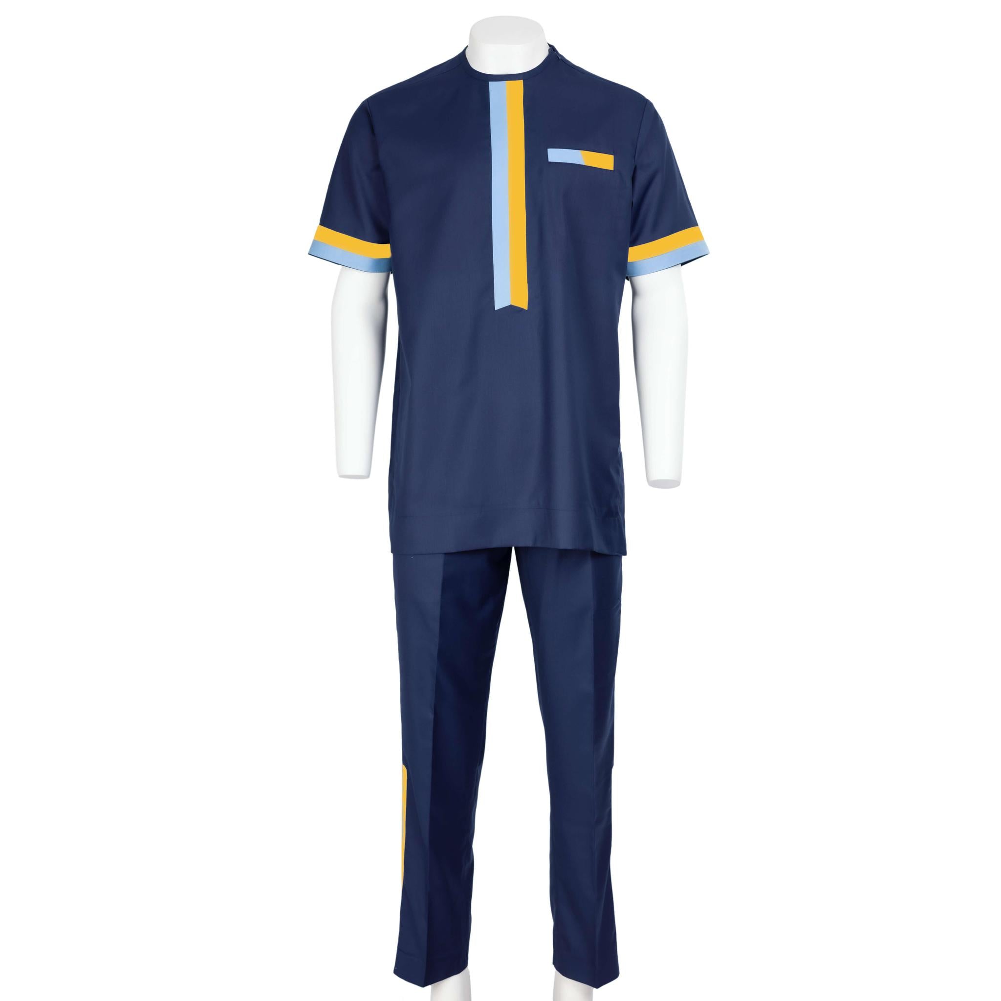 Blue Striped Pant Set