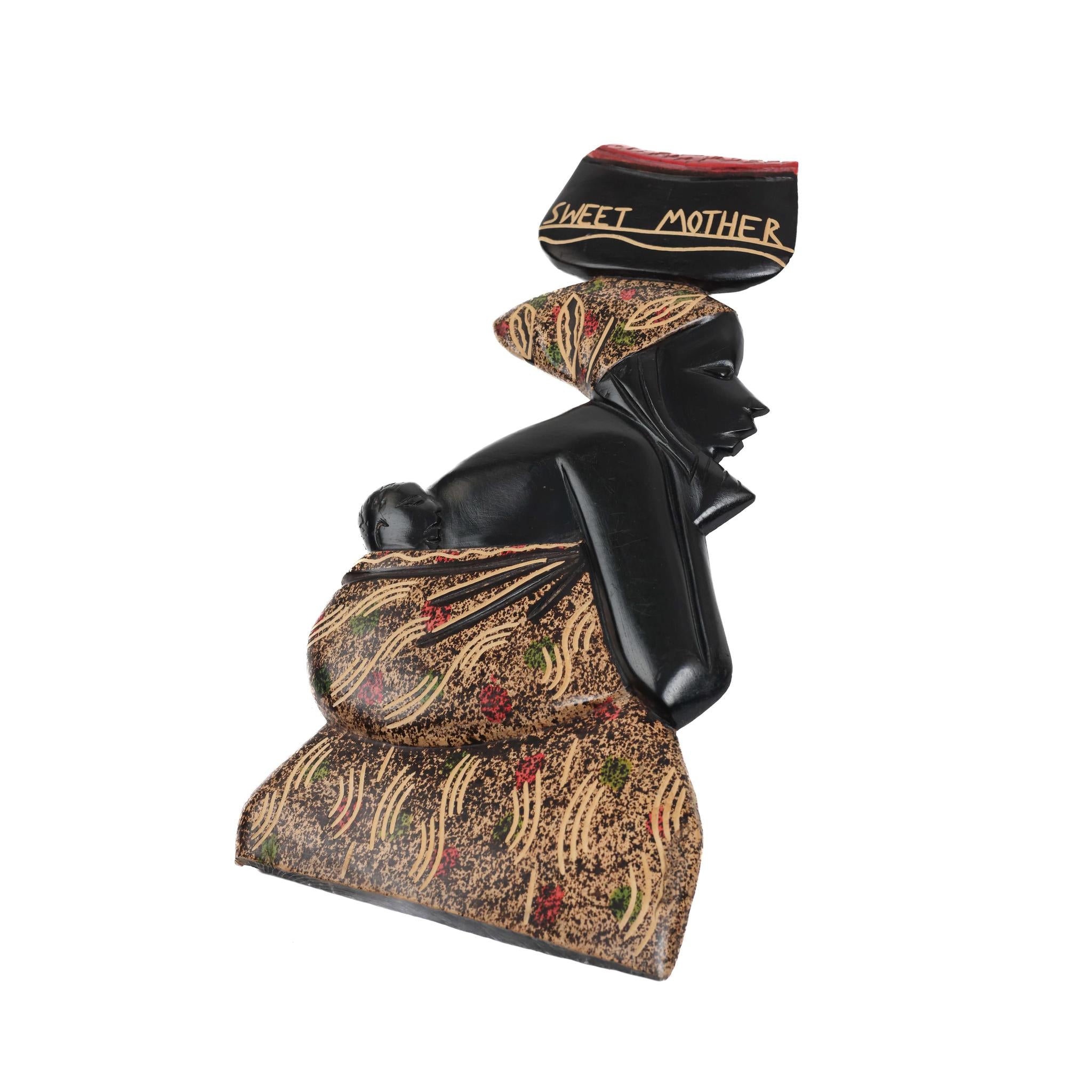 Hand-Carved Sweet Mother Wall Sculpture - Large