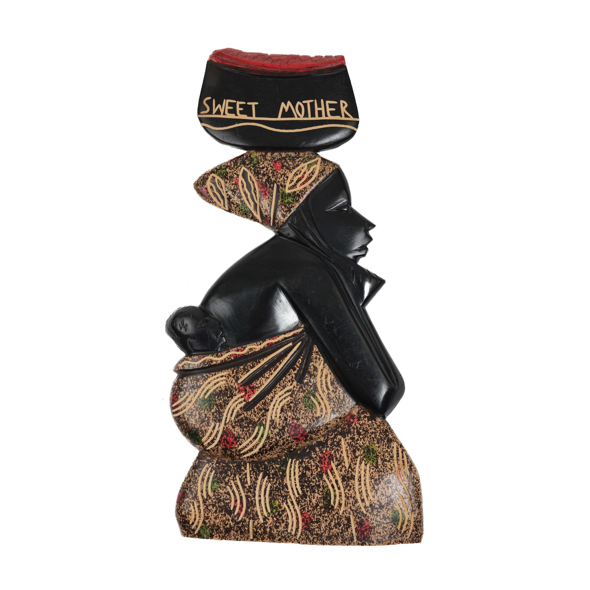 Hand-Carved Sweet Mother Wall Sculpture - Large
